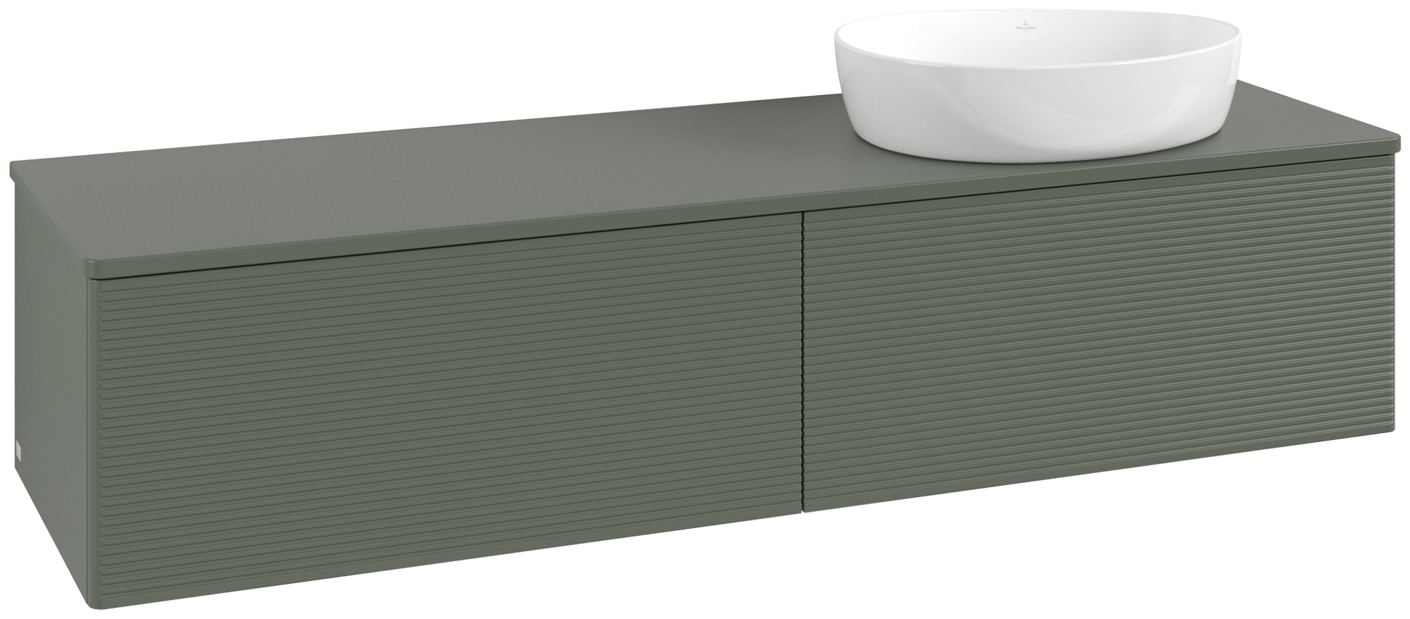 Villeroy & Boch Antao Vanity unit, 2 pull-out compartments, 1600x360x500mm, Front with grain texture, Body: Leaf Green Matt Lacquer, Front: Leaf Green Matt Lacquer, Cover plate: Leaf Green Matt Lacquer