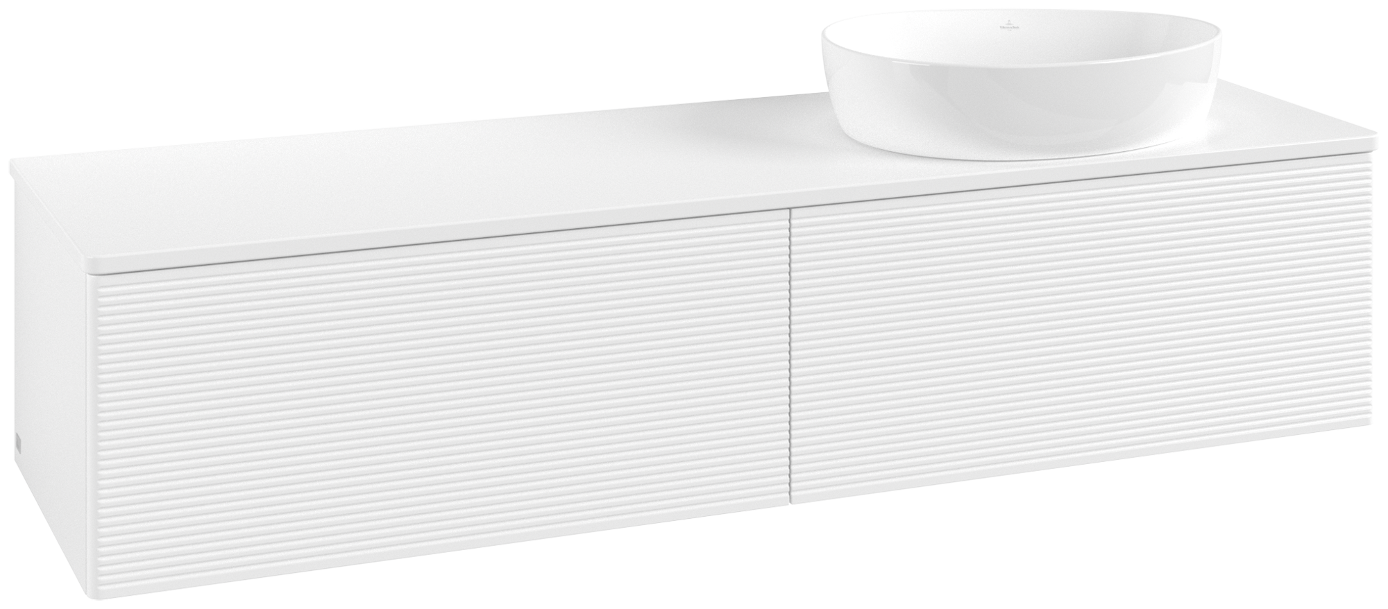 Villeroy & Boch Antao Vanity unit, 2 pull-out compartments, 1600x360x500mm, Front with grain texture, Body: White Matt Lacquer, Front: White Matt Lacquer, Cover plate: White Matt Lacquer