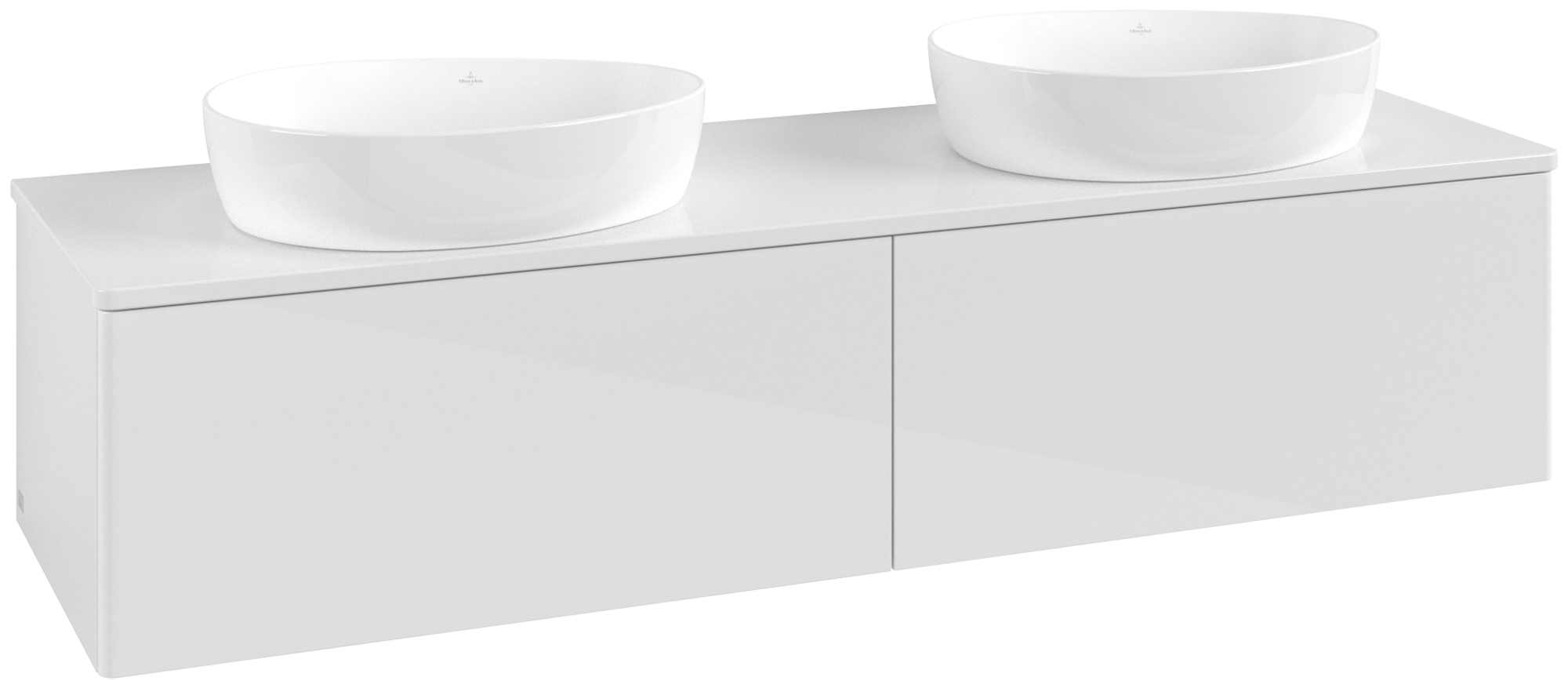 Villeroy & Boch Antao Vanity unit, 2 pull-out compartments, 1600x360x500mm, Front without structure, Body: Glossy White Lacquer, Front: Glossy White Lacquer, Cover plate: Glossy White Lacquer