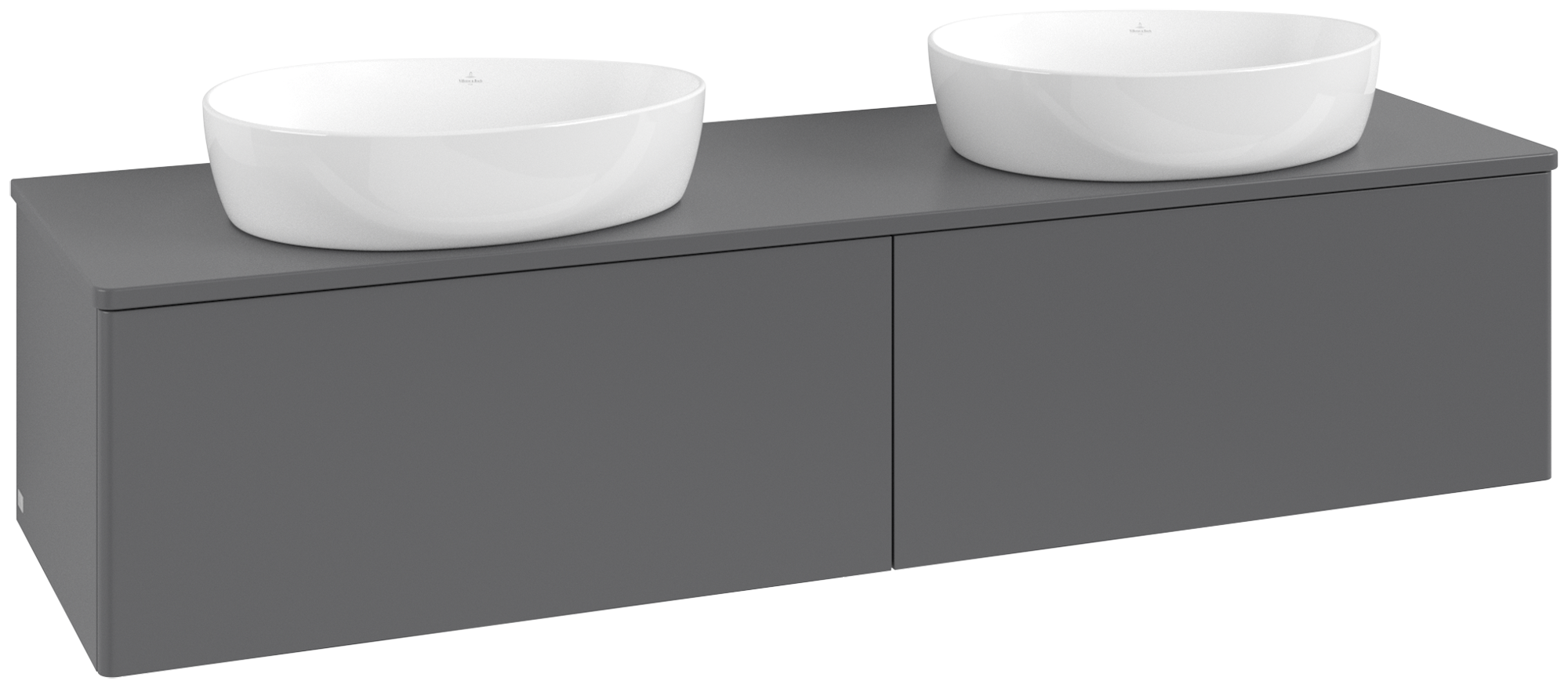 Villeroy & Boch Antao Vanity unit, 2 pull-out compartments, 1600x360x500mm, Front without structure, Body: Anthracite Matt Lacquer, Front: Anthracite Matt Lacquer, Cover plate: Anthracite Matt Lacquer