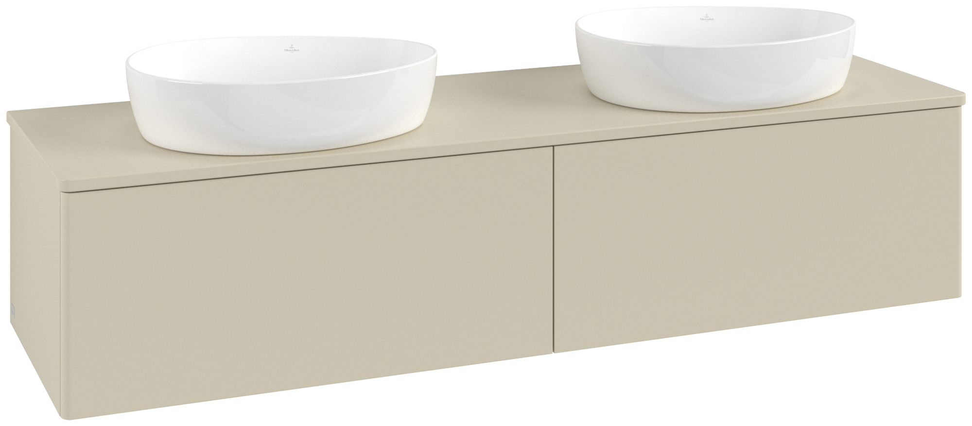 Villeroy & Boch Antao Vanity unit, 2 pull-out compartments, 1600x360x500mm, Front without structure, Body: Silk Grey Matt Lacquer, Front: Silk Grey Matt Lacquer, Cover plate: Silk Grey Matt Lacquer