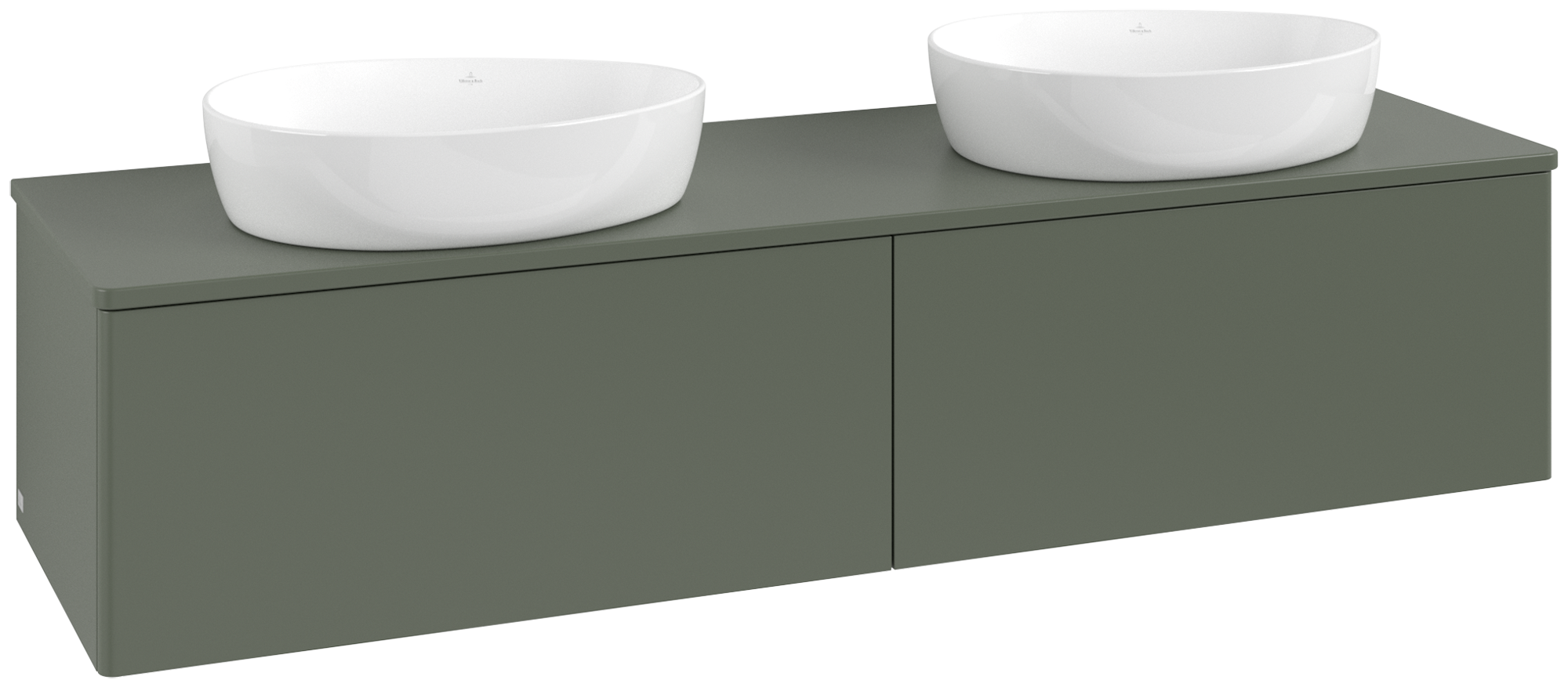 Villeroy & Boch Antao Vanity unit, 2 pull-out compartments, 1600x360x500mm, Front without structure, Body: Leaf Green Matt Lacquer, Front: Leaf Green Matt Lacquer, Cover plate: Leaf Green Matt Lacquer
