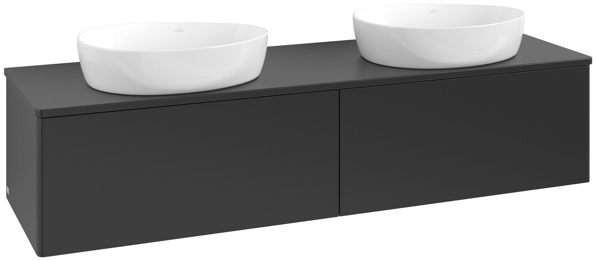 Villeroy & Boch Antao Vanity unit, 2 pull-out compartments, 1600x360x500mm, Front without structure, Body: Black Matt Lacquer, Front: Black Matt Lacquer, Cover plate: Black Matt Lacquer