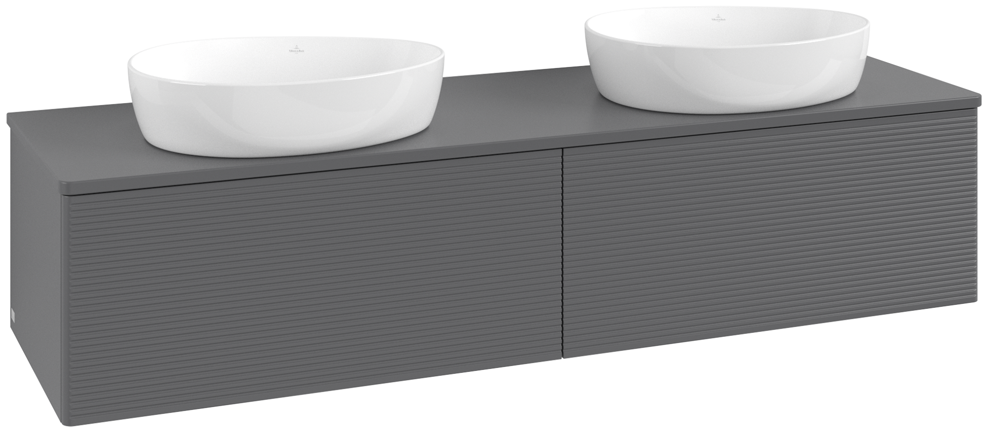 Villeroy & Boch Antao Vanity unit, 2 pull-out compartments, 1600x360x500mm, Front with grain texture, Body: Anthracite Matt Lacquer, Front: Anthracite Matt Lacquer, Cover plate: Anthracite Matt Lacquer