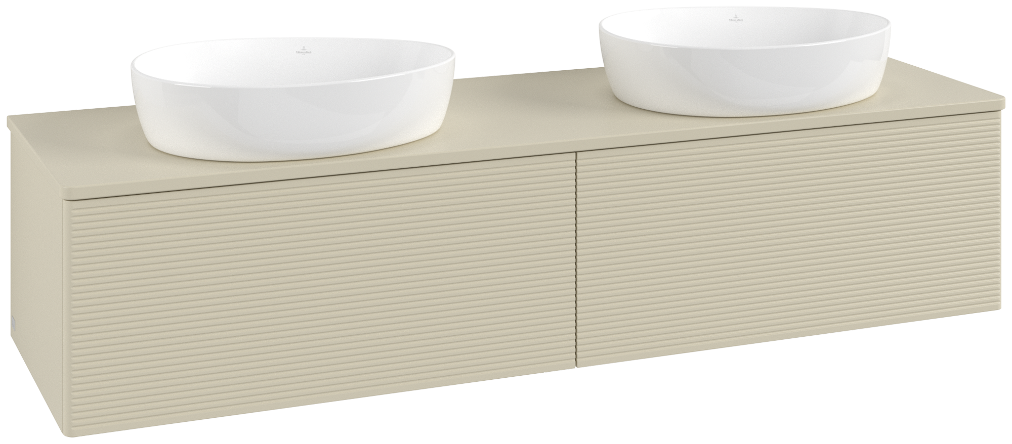 Villeroy & Boch Antao Vanity unit, 2 pull-out compartments, 1600x360x500mm, Front with grain texture, Body: Silk Grey Matt Lacquer, Front: Silk Grey Matt Lacquer, Cover plate: Silk Grey Matt Lacquer