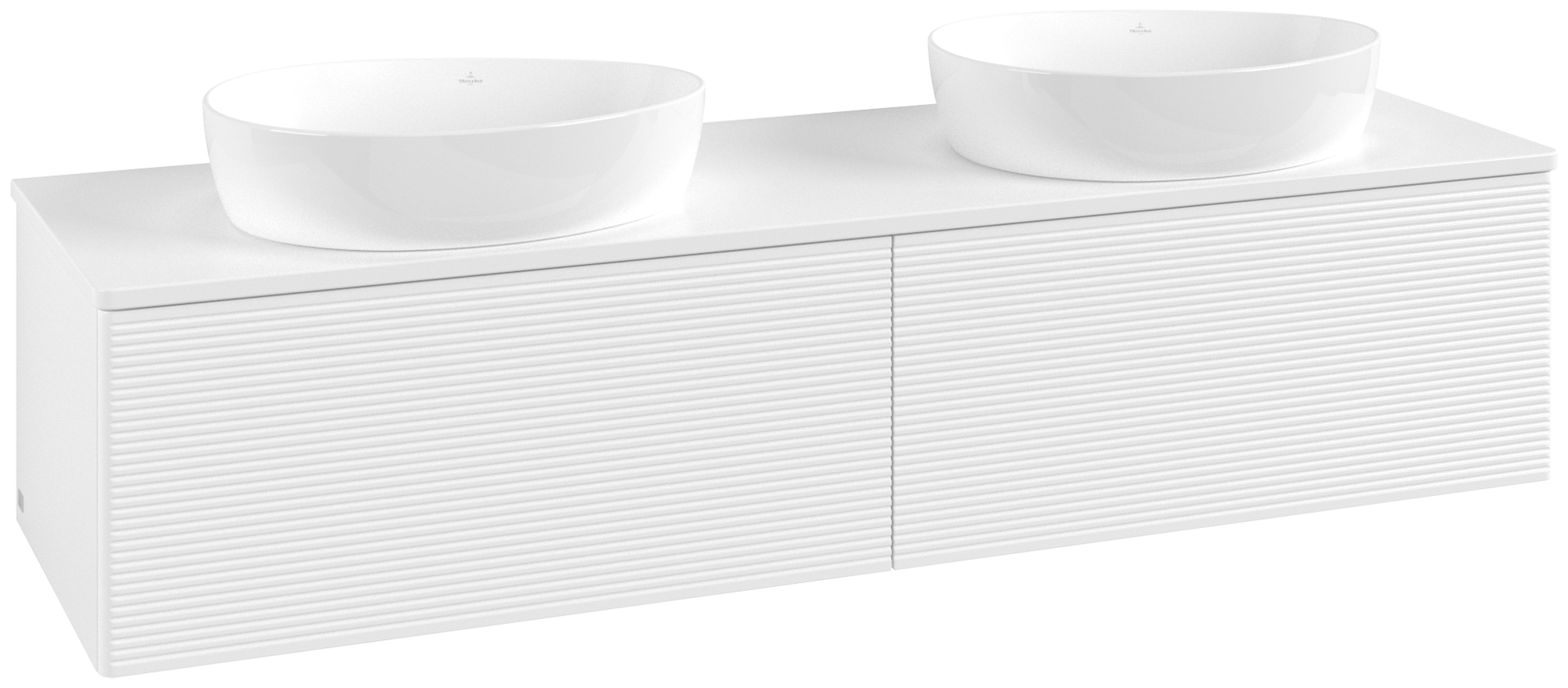 Villeroy & Boch Antao Vanity unit, 2 pull-out compartments, 1600x360x500mm, Front with grain texture, Body: White Matt Lacquer, Front: White Matt Lacquer, Cover plate: White Matt Lacquer