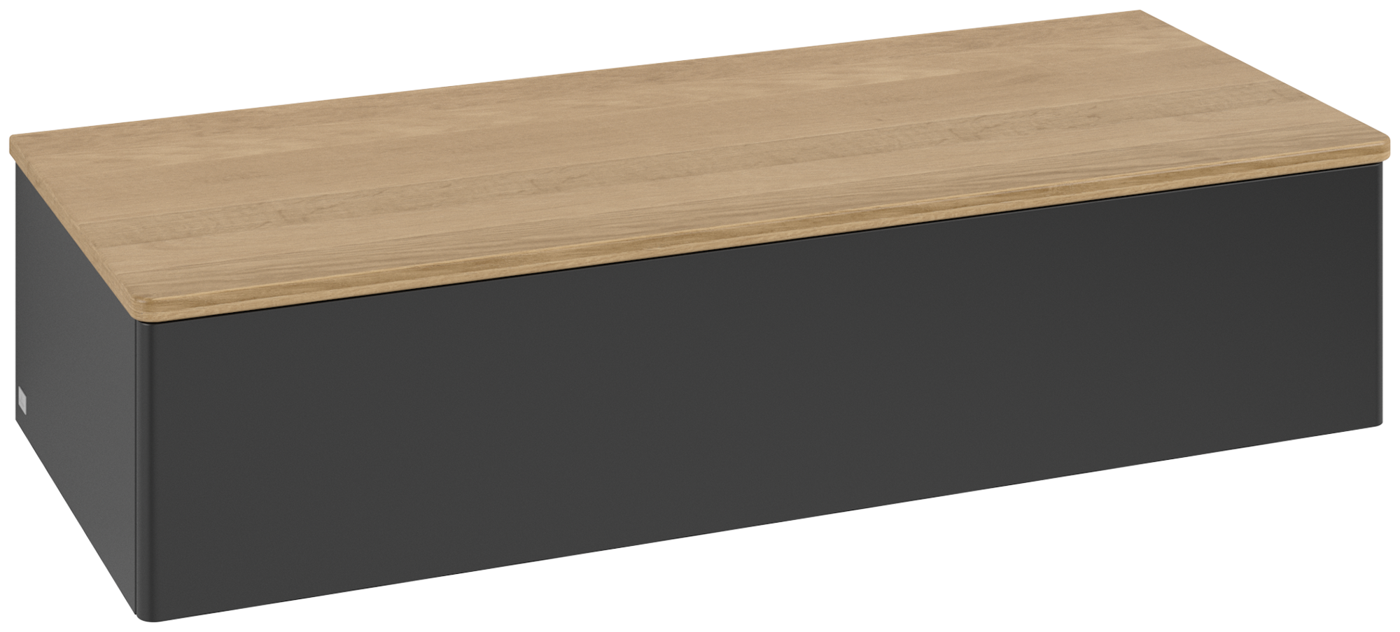 Villeroy & Boch Antao Sideboard, 1 Auszug, 1200x268x500mm, Front ohne Struktur, Korpus: Black Matt Lacquer, Front: Black Matt Lacquer, Abdeckplatte: Honey Oak