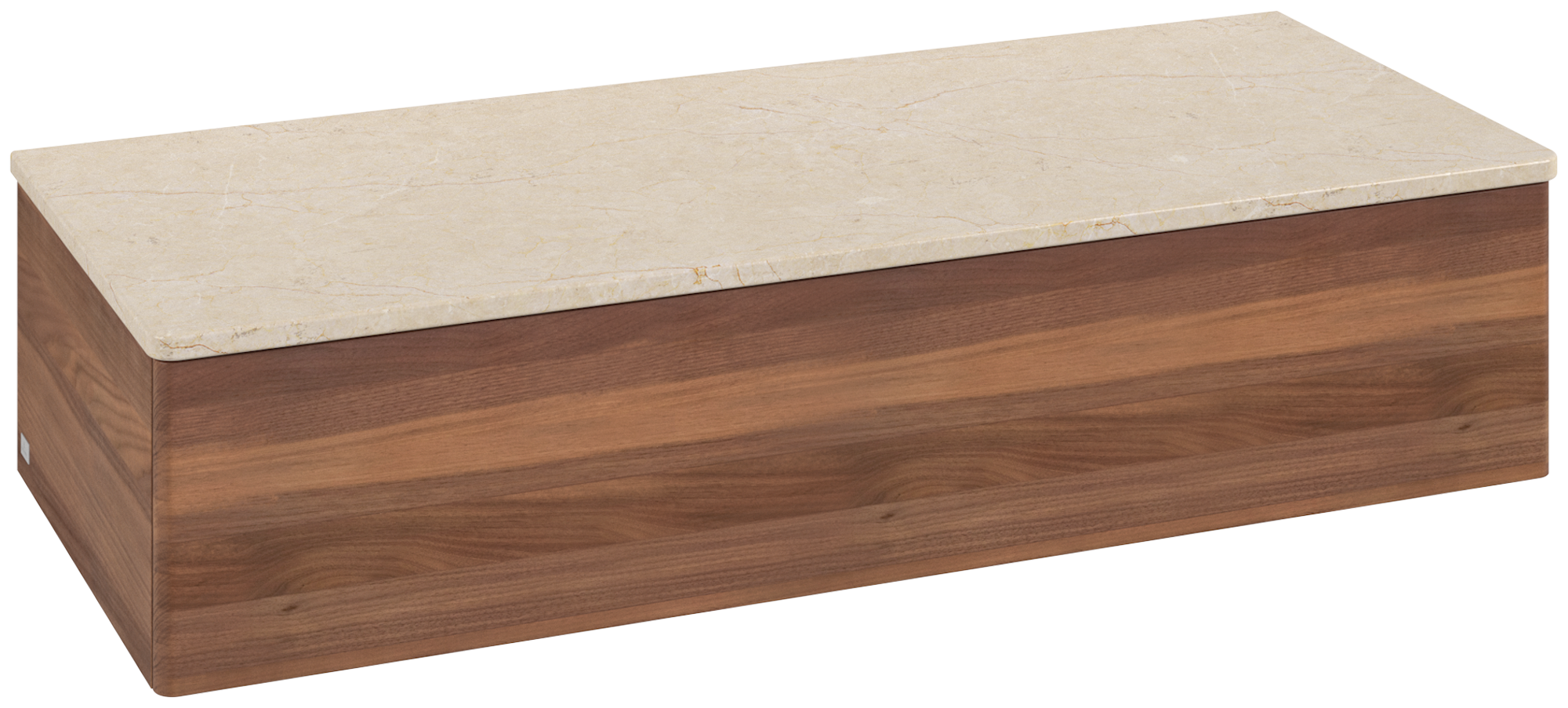 Villeroy & Boch Antao Meuble d'appoint, 1 tiroir sur rails, 1200x268x500mm, Façade sans structure, Caisson: Warm Walnut, Façade: Warm Walnut, Plaque de recouvrement: Botticino