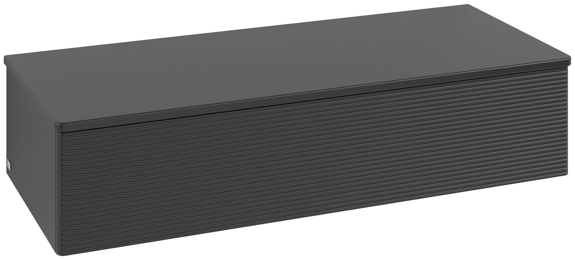 Villeroy & Boch Antao Meuble d'appoint, 1 tiroir sur rails, 1200x268x500mm, Façade avec structure, Caisson: Black Matt Lacquer, Façade: Black Matt Lacquer, Plaque de recouvrement: Black Matt Lacquer