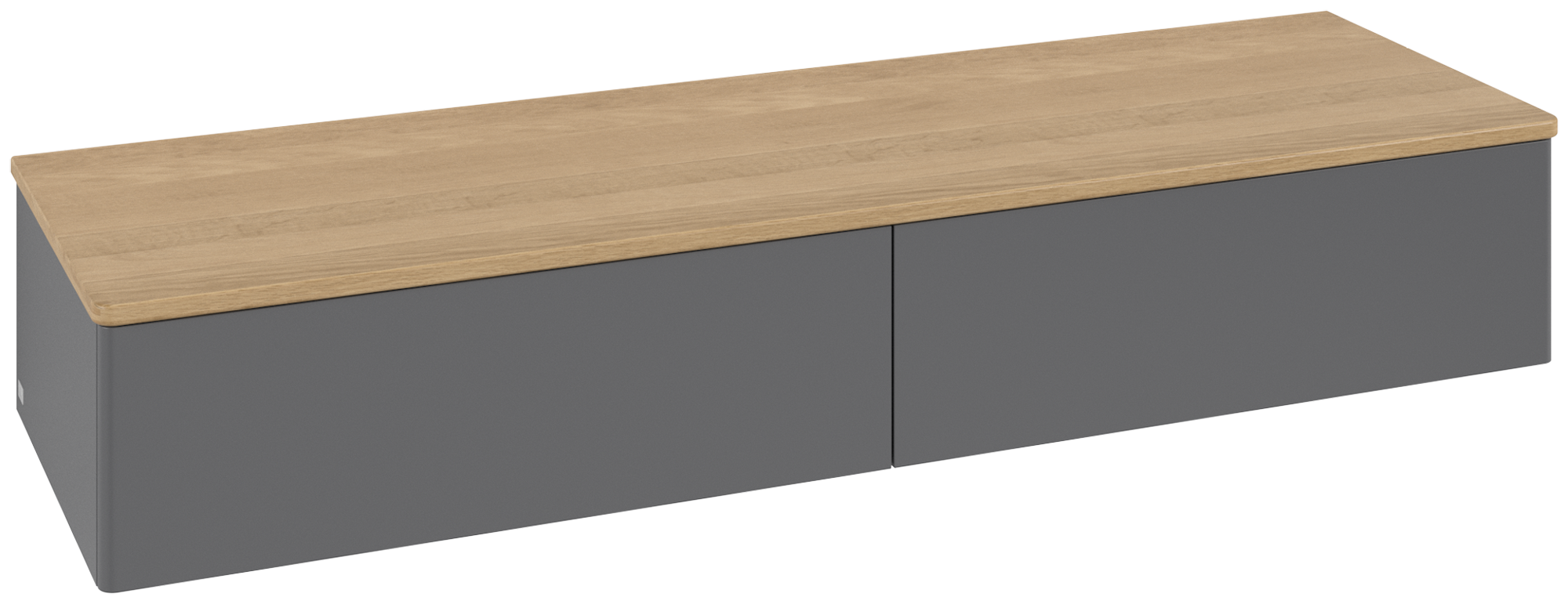 Villeroy & Boch Antao Sideboard, 2 pull-out compartments, 1600x268x500mm, Front without structure, Body: Anthracite Matt Lacquer, Front: Anthracite Matt Lacquer, Cover plate: Honey Oak