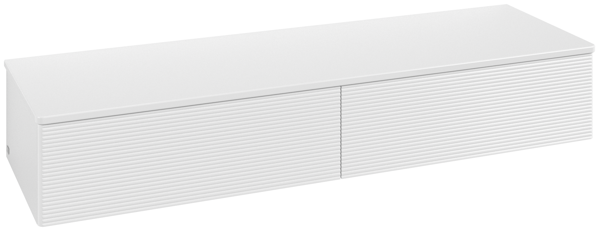 Villeroy & Boch Antao Sideskab, 2 udtræk, 1600x268x500mm, Forside med årestruktur, Korpus: Glossy White Lacquer, Front: Glossy White Lacquer, Afdækningsplade: Glossy White Lacquer