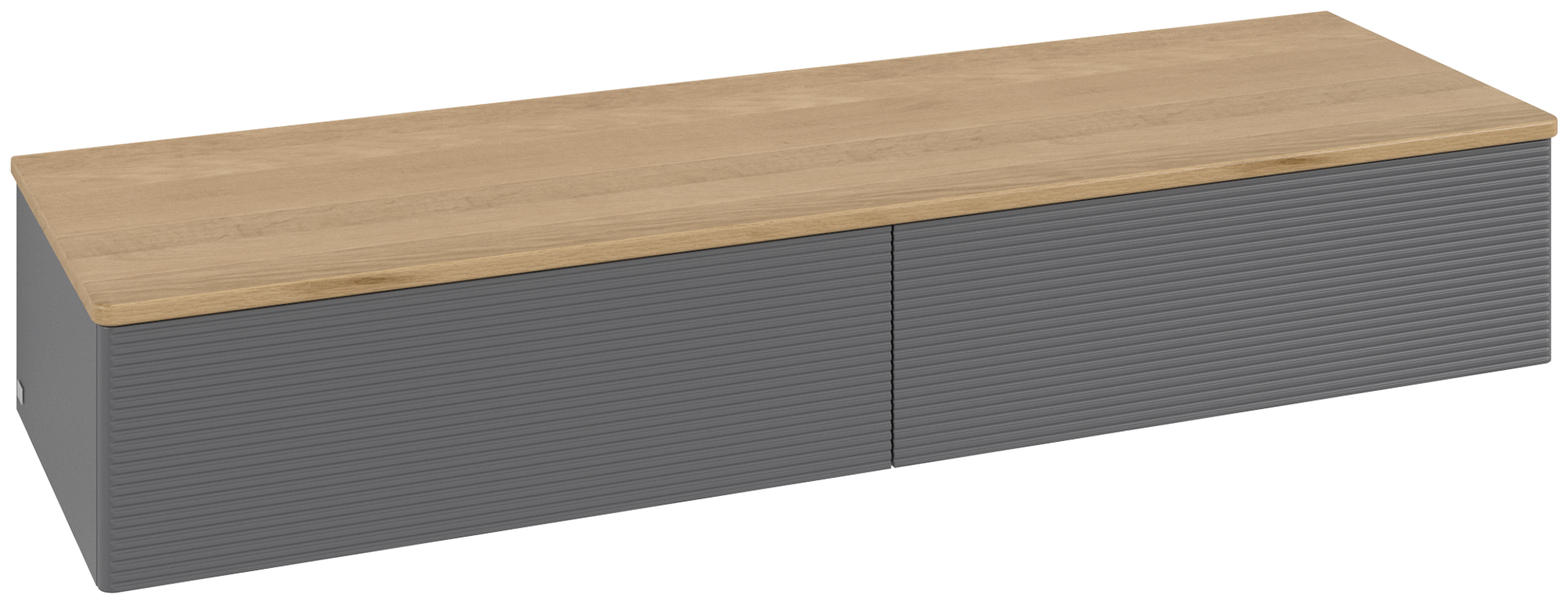 Villeroy & Boch Antao Sideboard, 2 pull-out compartments, 1600x268x500mm, Front with grain texture, Body: Anthracite Matt Lacquer, Front: Anthracite Matt Lacquer, Cover plate: Honey Oak