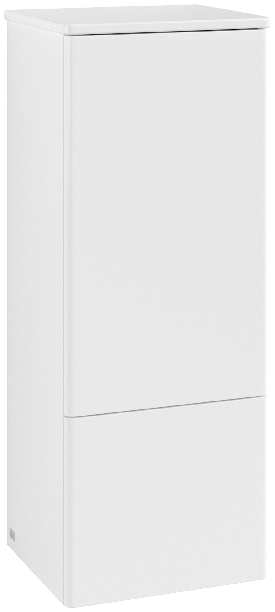Villeroy & Boch Antao Armario de mediana altura, 1 puerta, 414x1039x356mm, sin textura granulada en la parte delantera, Cuerpo: White Matt Lacquer, Frontal: White Matt Lacquer, Placa de cubierta: White Matt Lacquer