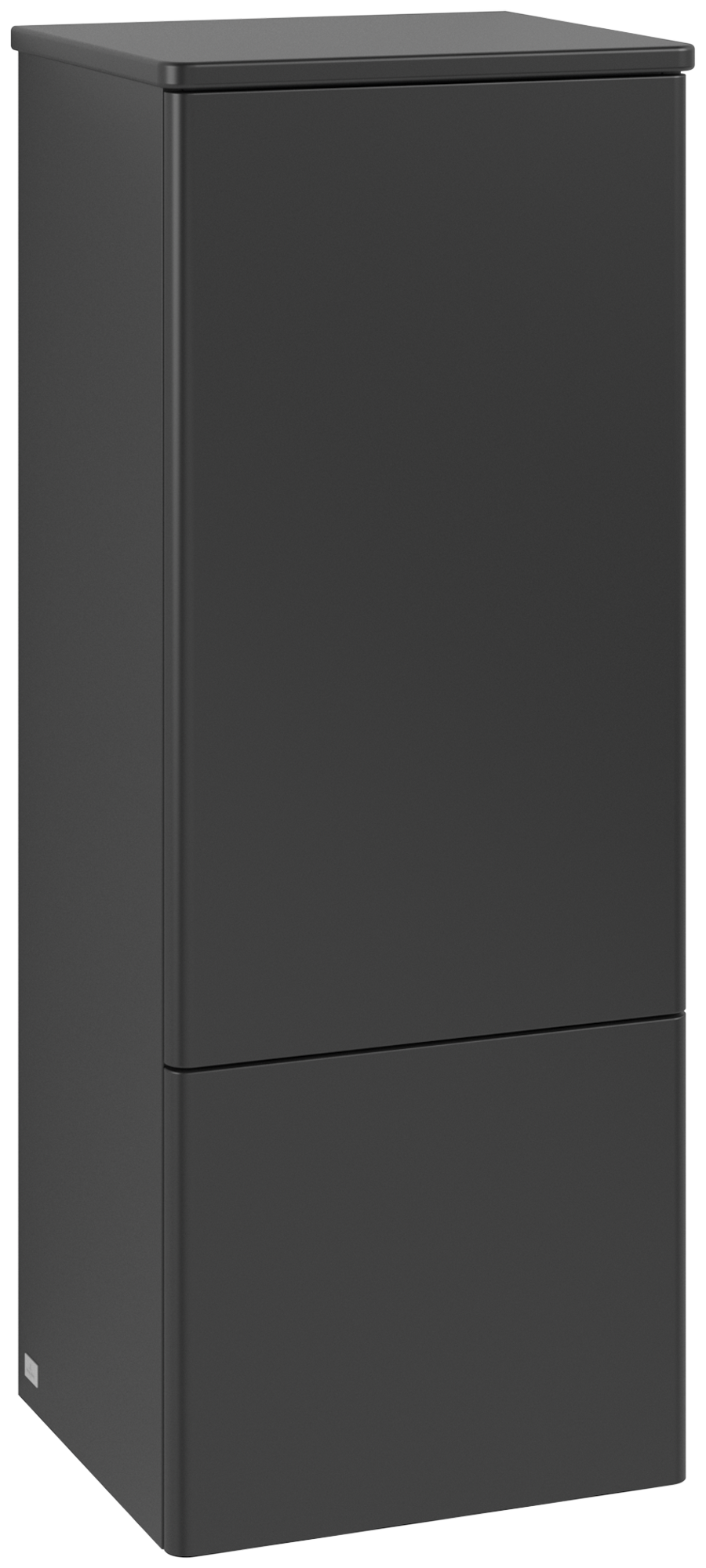Villeroy & Boch Antao Armario de mediana altura, 1 puerta, 414x1039x356mm, sin textura granulada en la parte delantera, Cuerpo: Black Matt Lacquer, Frontal: Black Matt Lacquer, Placa de cubierta: Black Matt Lacquer