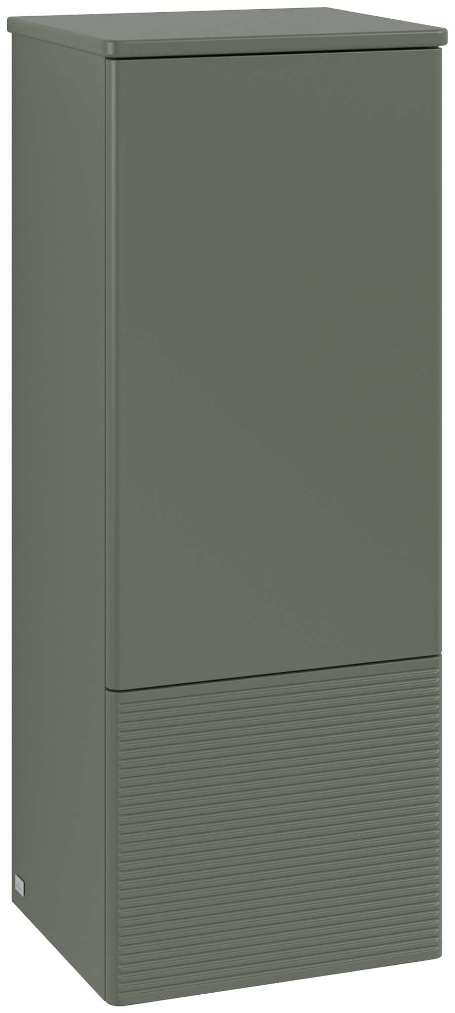 Villeroy & Boch Antao Medium-height cabinet, 1 door, 414x1039x356mm, Front with grain texture, Body: Leaf Green Matt Lacquer, Front: Leaf Green Matt Lacquer, Cover plate: Leaf Green Matt Lacquer