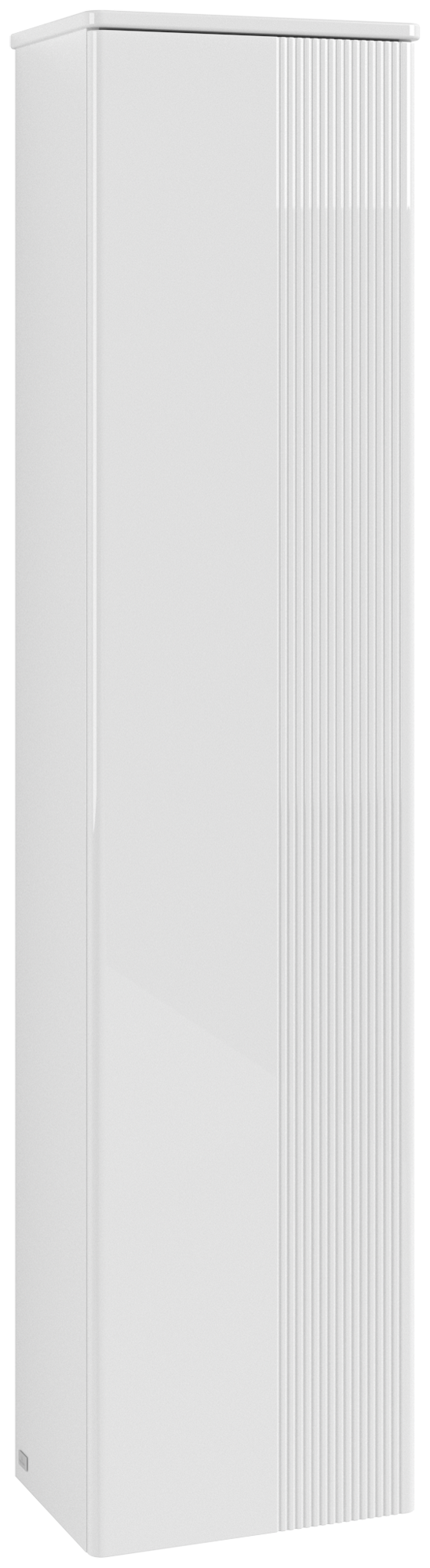 Villeroy & Boch Antao Hoge kast, 1 deur, 414x1719x287mm, front met structuur, Corpus: Glossy White Lacquer, Front: Glossy White Lacquer, Afdekplaat: Glossy White Lacquer
