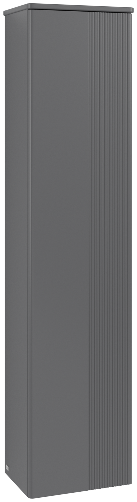 Villeroy & Boch Antao Hoge kast, 1 deur, 414x1719x287mm, front met structuur, Corpus: Anthracite Matt Lacquer, Front: Anthracite Matt Lacquer, Afdekplaat: Anthracite Matt Lacquer
