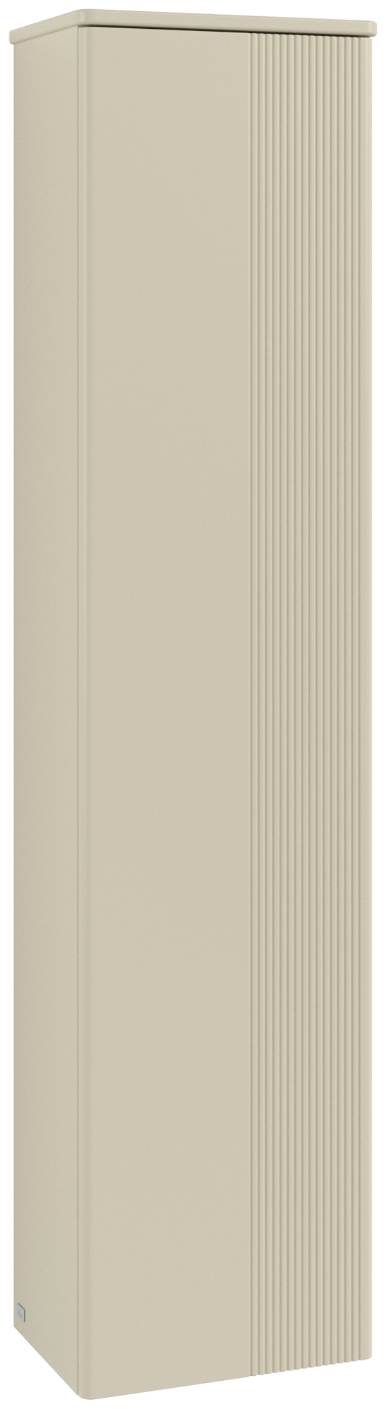 Villeroy & Boch Antao Hoge kast, 1 deur, 414x1719x287mm, front met structuur, Corpus: Silk Grey Matt Lacquer, Front: Silk Grey Matt Lacquer, Afdekplaat: Silk Grey Matt Lacquer