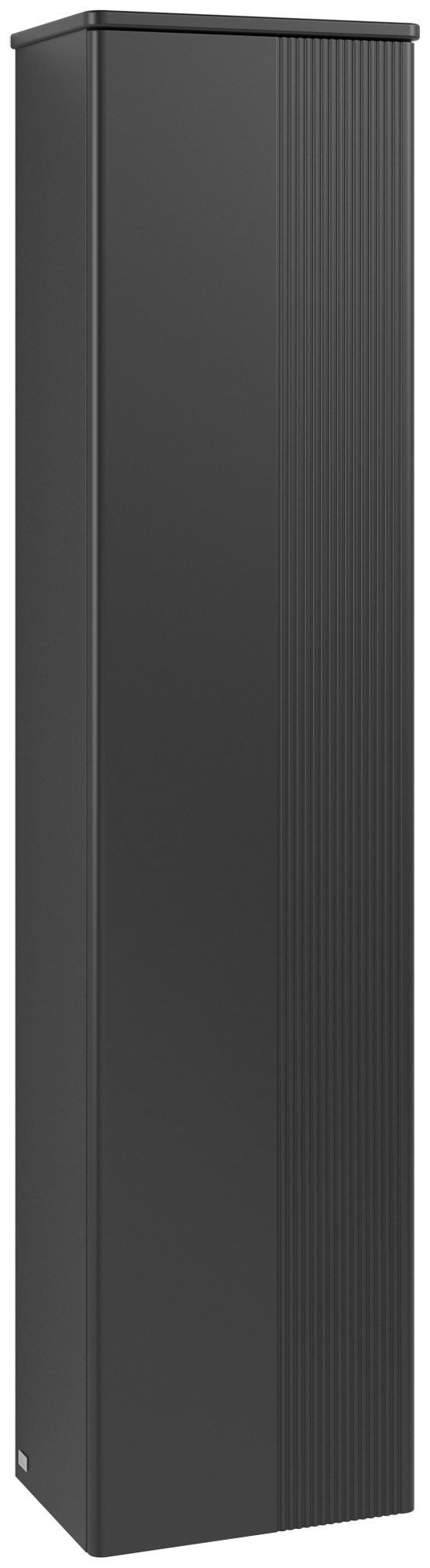 Villeroy & Boch Antao Hoge kast, 1 deur, 414x1719x287mm, front met structuur, Corpus: Black Matt Lacquer, Front: Black Matt Lacquer, Afdekplaat: Black Matt Lacquer
