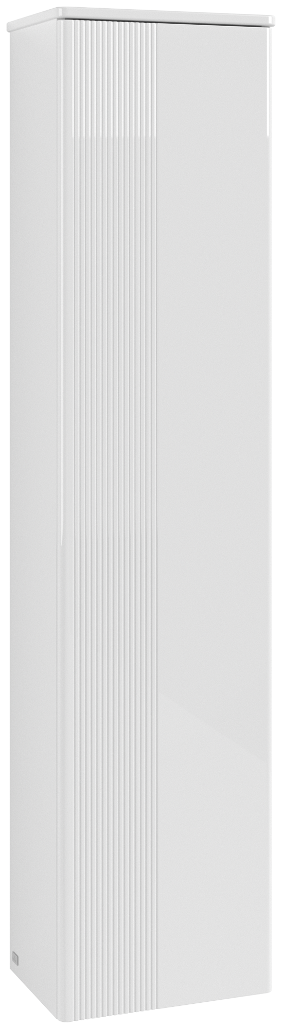 Villeroy & Boch Antao Hoge kast, 1 deur, 414x1719x287mm, front met structuur, Corpus: Glossy White Lacquer, Front: Glossy White Lacquer, Afdekplaat: Glossy White Lacquer