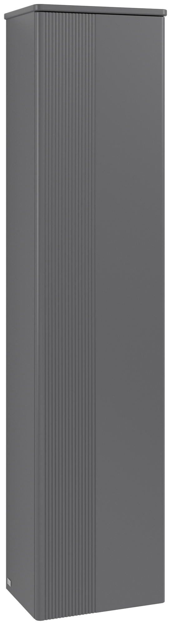 Villeroy & Boch Antao Hoge kast, 1 deur, 414x1719x287mm, front met structuur, Corpus: Anthracite Matt Lacquer, Front: Anthracite Matt Lacquer, Afdekplaat: Anthracite Matt Lacquer