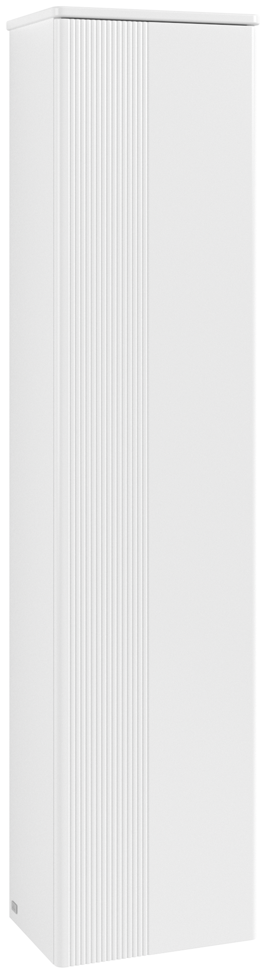 Villeroy & Boch Antao Tall cabinet, 1 door, 414x1719x287mm, Front with grain texture, Body: White Matt Lacquer, Front: White Matt Lacquer, Cover plate: White Matt Lacquer