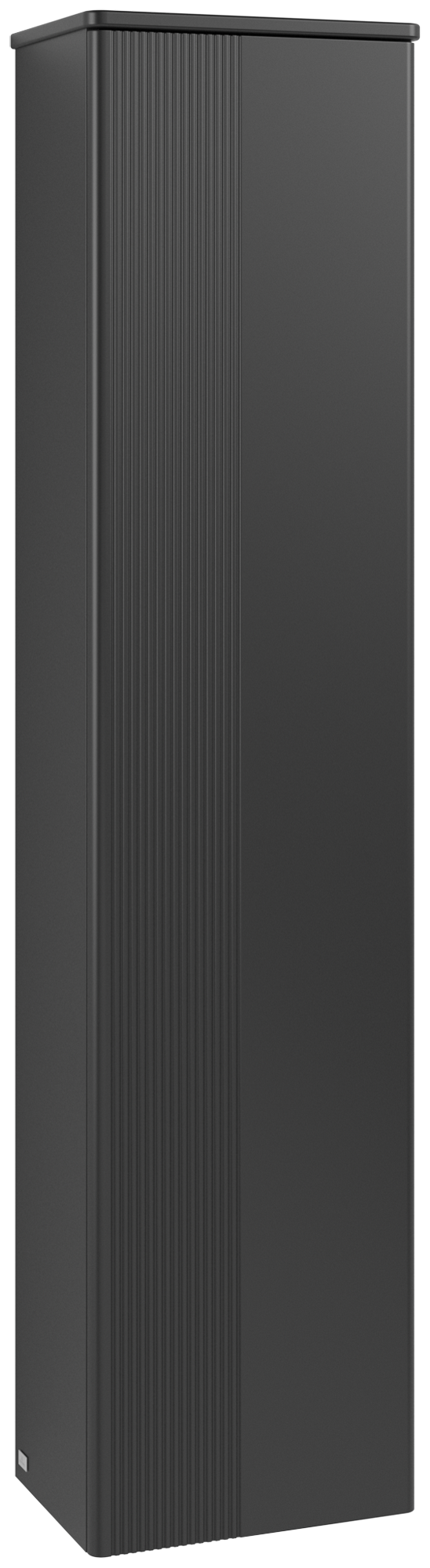 Villeroy & Boch Antao Tall cabinet, 1 door, 414x1719x287mm, Front with grain texture, Body: Black Matt Lacquer, Front: Black Matt Lacquer, Cover plate: Black Matt Lacquer