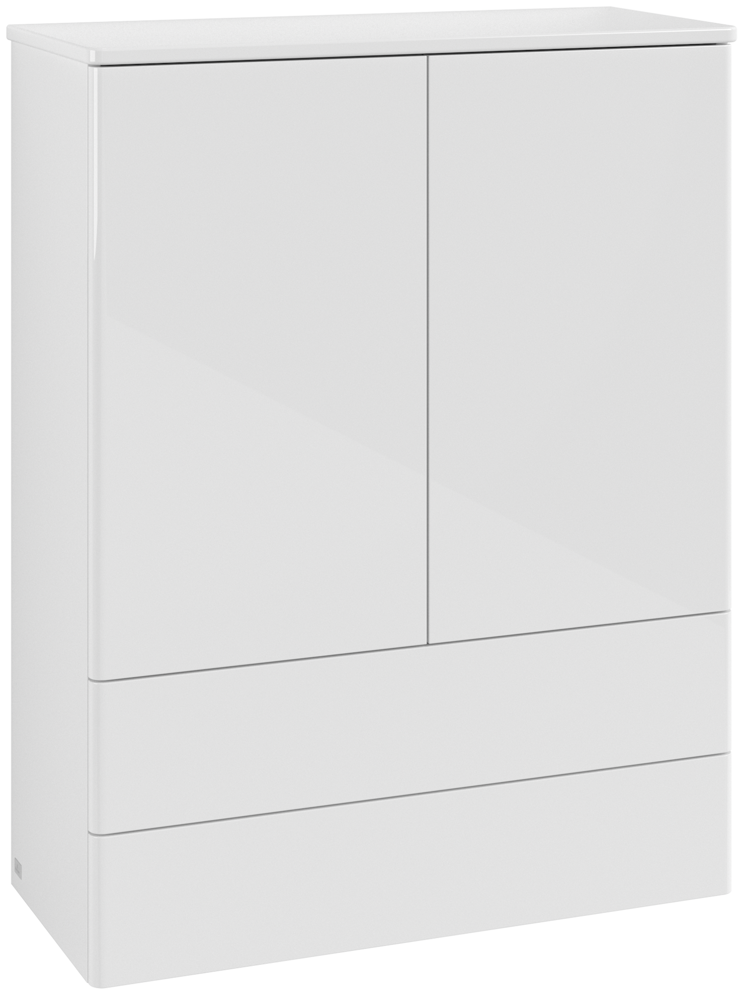 Villeroy & Boch Antao Highboard, 2 doors, 814x1039x356mm, Front without structure, Body: Glossy White Lacquer, Front: Glossy White Lacquer, Cover plate: Glossy White Lacquer