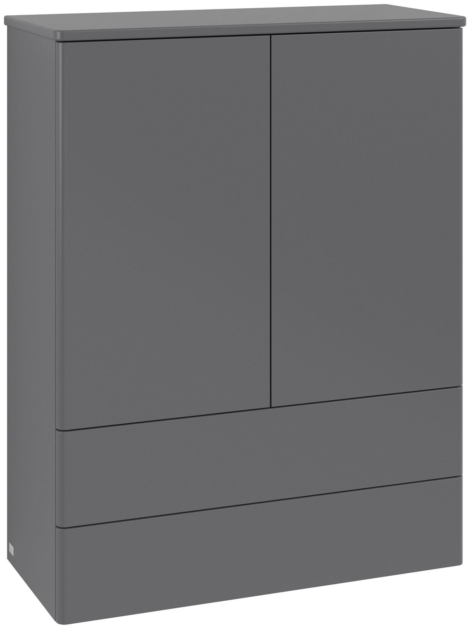 Villeroy & Boch Antao Highboard, 2 doors, 814x1039x356mm, Front without structure, Body: Anthracite Matt Lacquer, Front: Anthracite Matt Lacquer, Cover plate: Anthracite Matt Lacquer