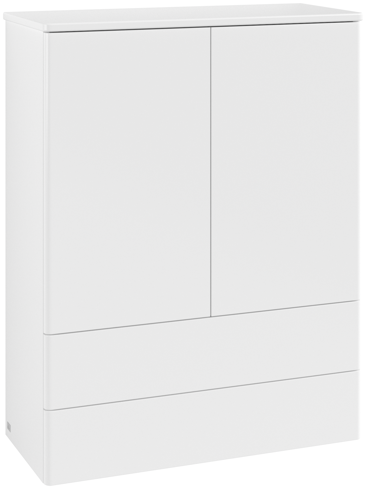 Villeroy & Boch Antao Highboard, 2 doors, 814x1039x356mm, Front without structure, Body: White Matt Lacquer, Front: White Matt Lacquer, Cover plate: White Matt Lacquer