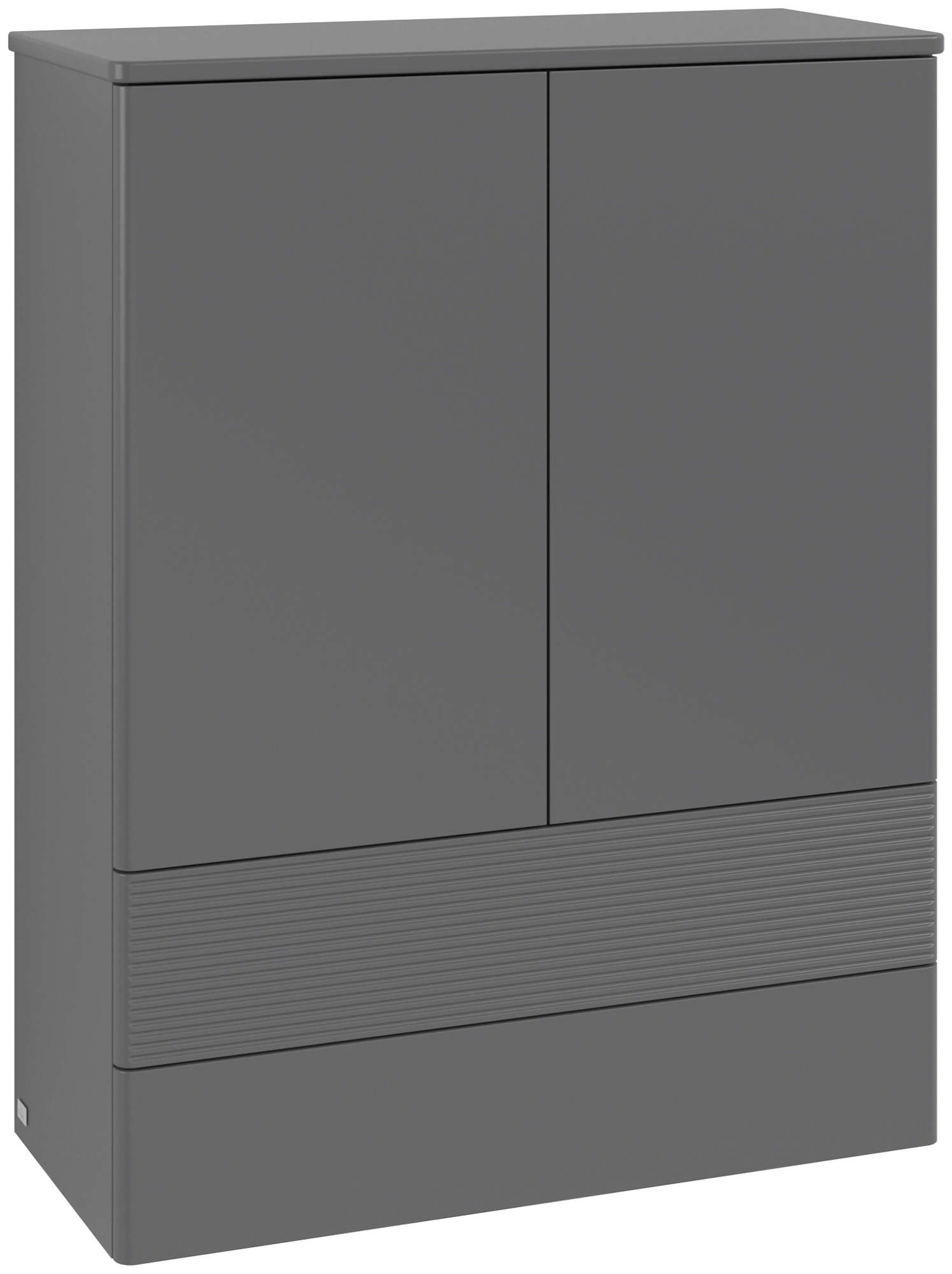 Villeroy & Boch Antao Highboard, 2 doors, 814x1039x356mm, Front with grain texture, Body: Anthracite Matt Lacquer, Front: Anthracite Matt Lacquer, Cover plate: Anthracite Matt Lacquer