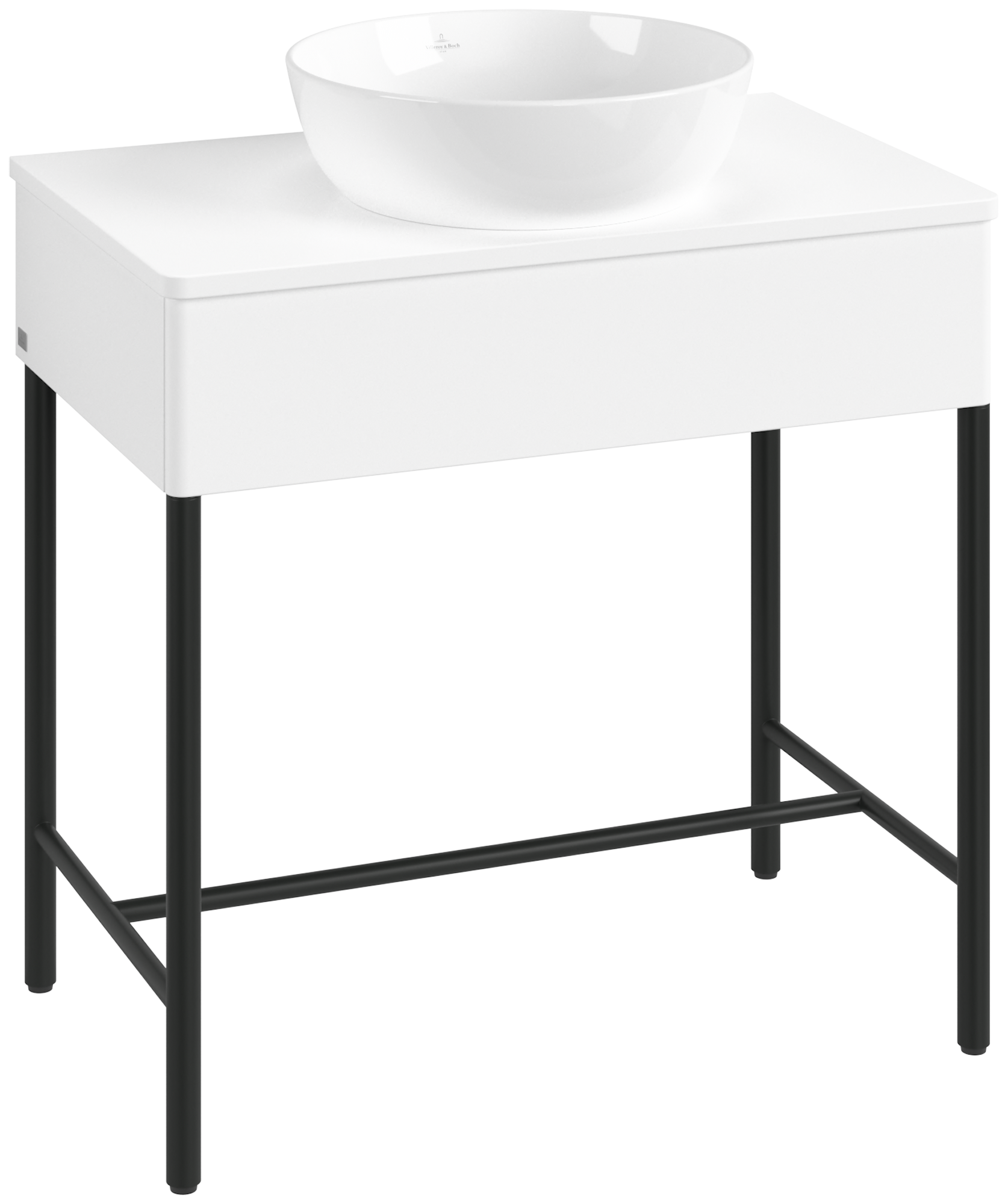 Villeroy & Boch Artis Waschbeckenunterschrank mit Metallgestell, 1 pull-out compartment, Body: White Matt Lacquer, Front: White Matt Lacquer