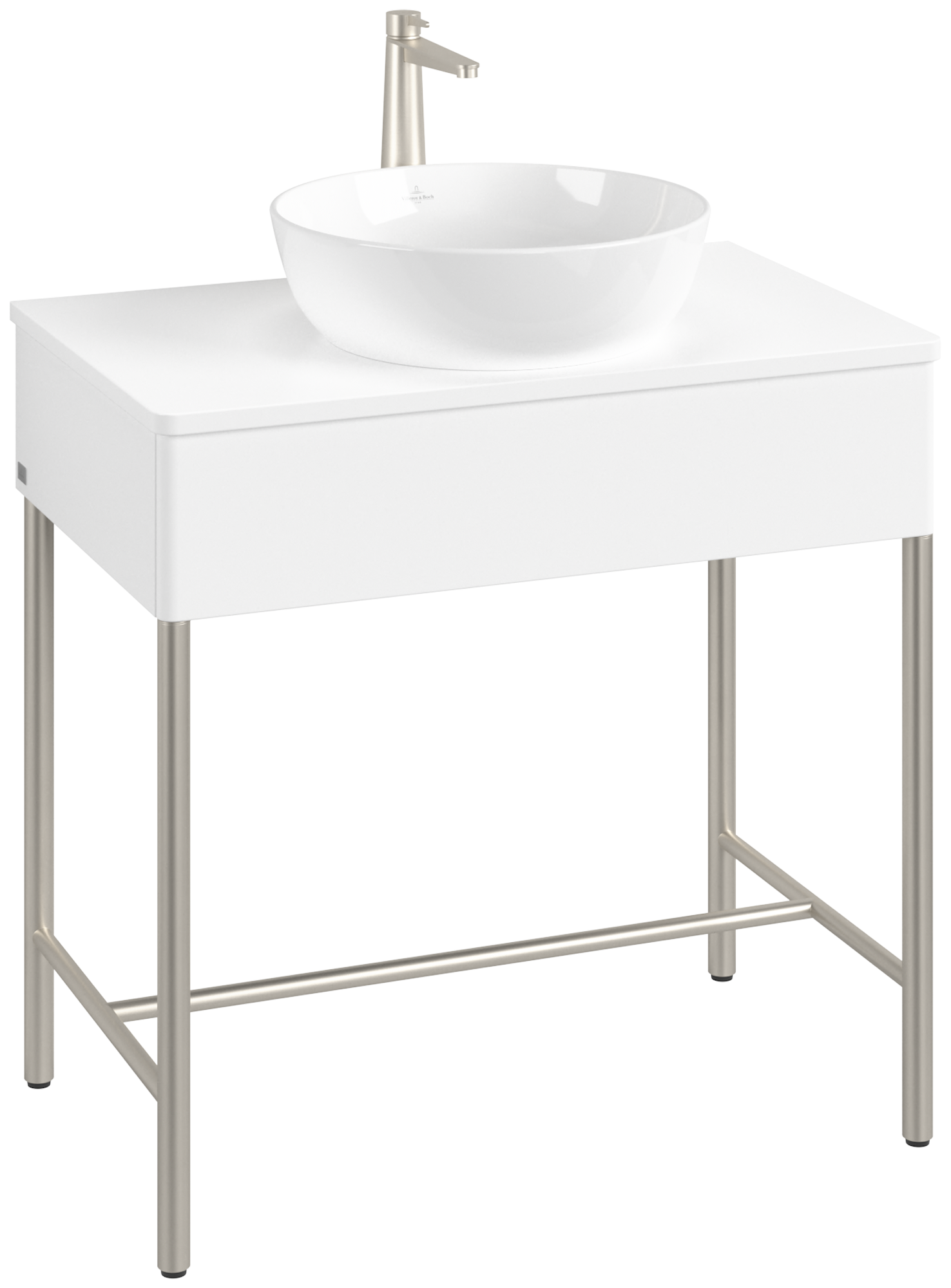 Villeroy & Boch Artis Waschbeckenunterschrank mit Metallgestell, 1 pull-out compartment, Body: White Matt Lacquer, Front: White Matt Lacquer