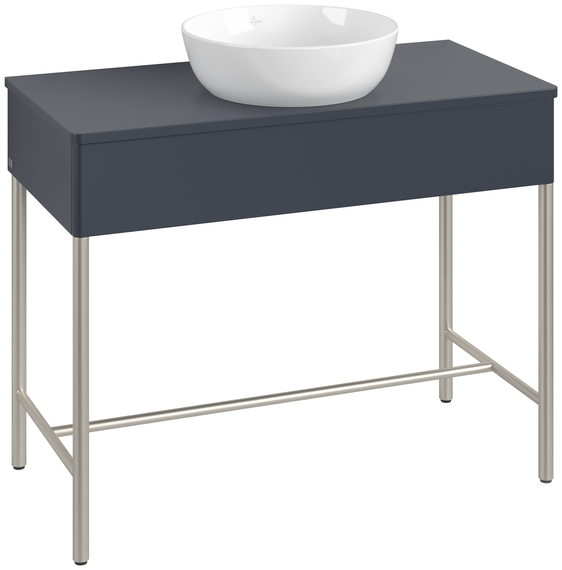 Villeroy & Boch Artis Waschbeckenunterschrank mit Metallgestell, 1 pull-out compartment, Body: Midnight Blue Matt Lacquer, Front: Midnight Blue Matt Lacquer