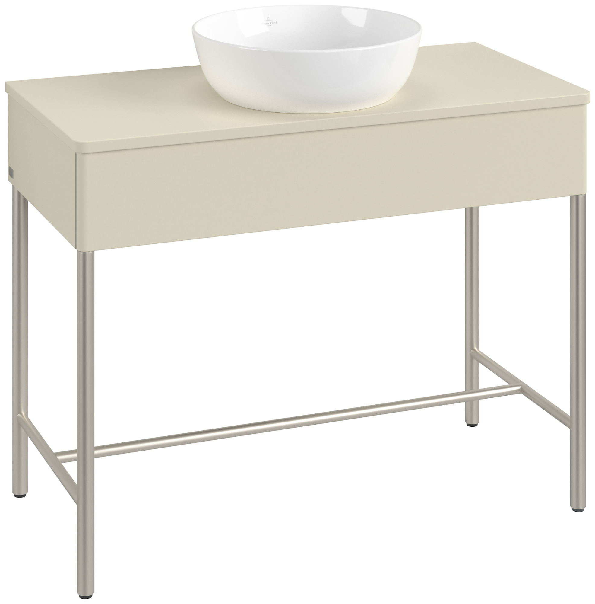 Villeroy & Boch Artis Waschbeckenunterschrank mit Metallgestell, 1 pull-out compartment, Body: Silk Grey Matt Lacquer, Front: Silk Grey Matt Lacquer
