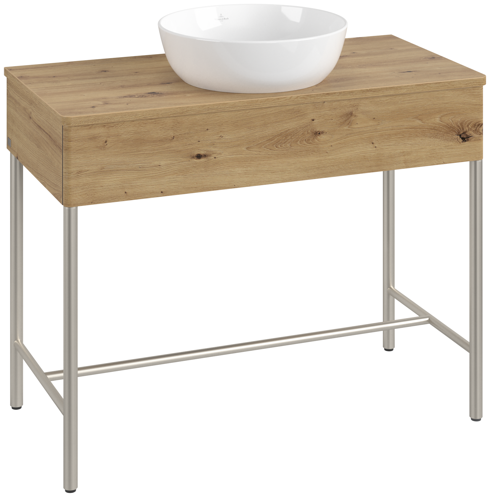 Villeroy & Boch Artis Waschbeckenunterschrank mit Metallgestell, 1 pull-out compartment, Body: Oak Natural Touch, Front: Oak Natural Touch