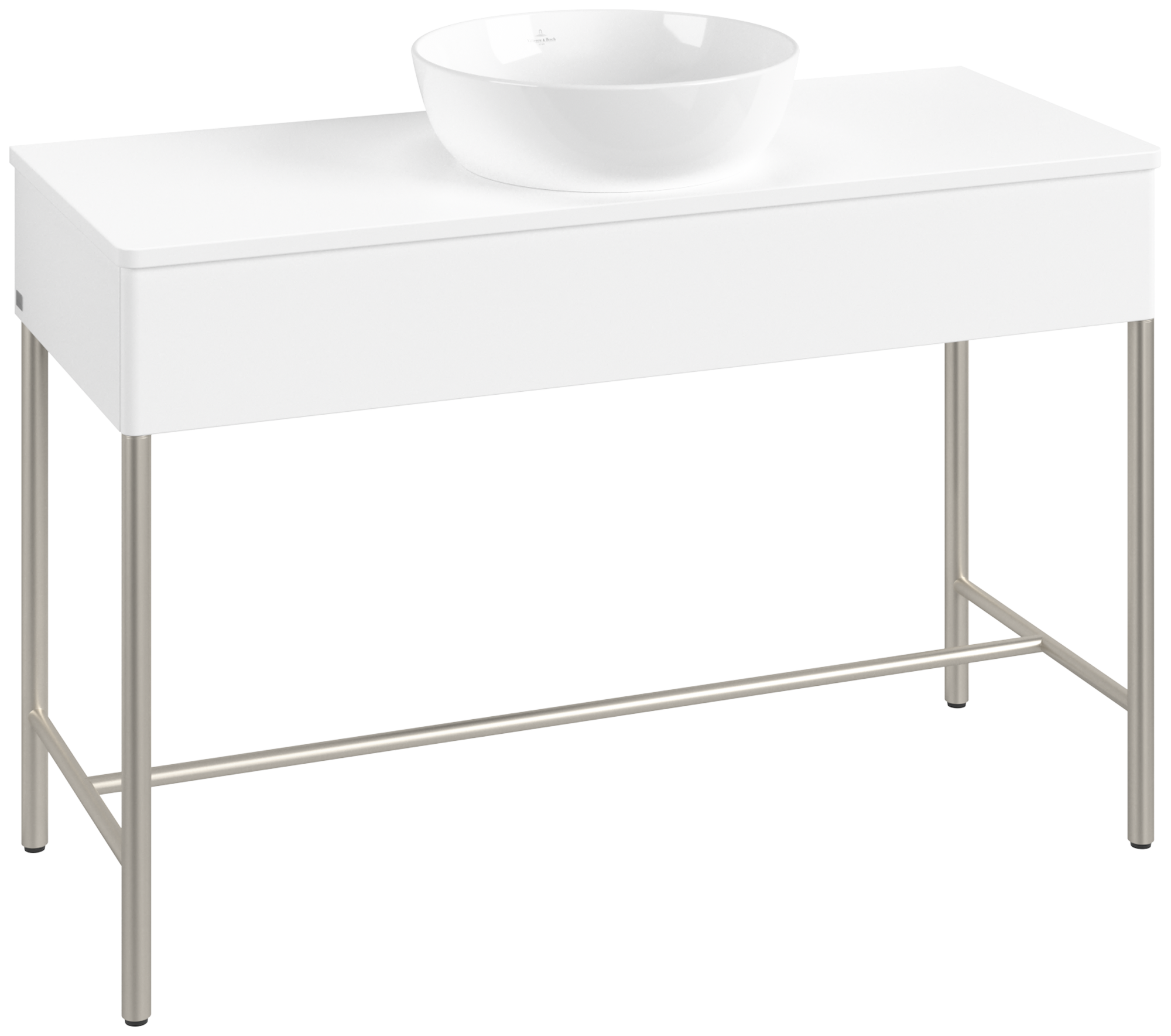 Villeroy & Boch Artis Waschbeckenunterschrank mit Metallgestell, 1 pull-out compartment, Body: White Matt Lacquer, Front: White Matt Lacquer