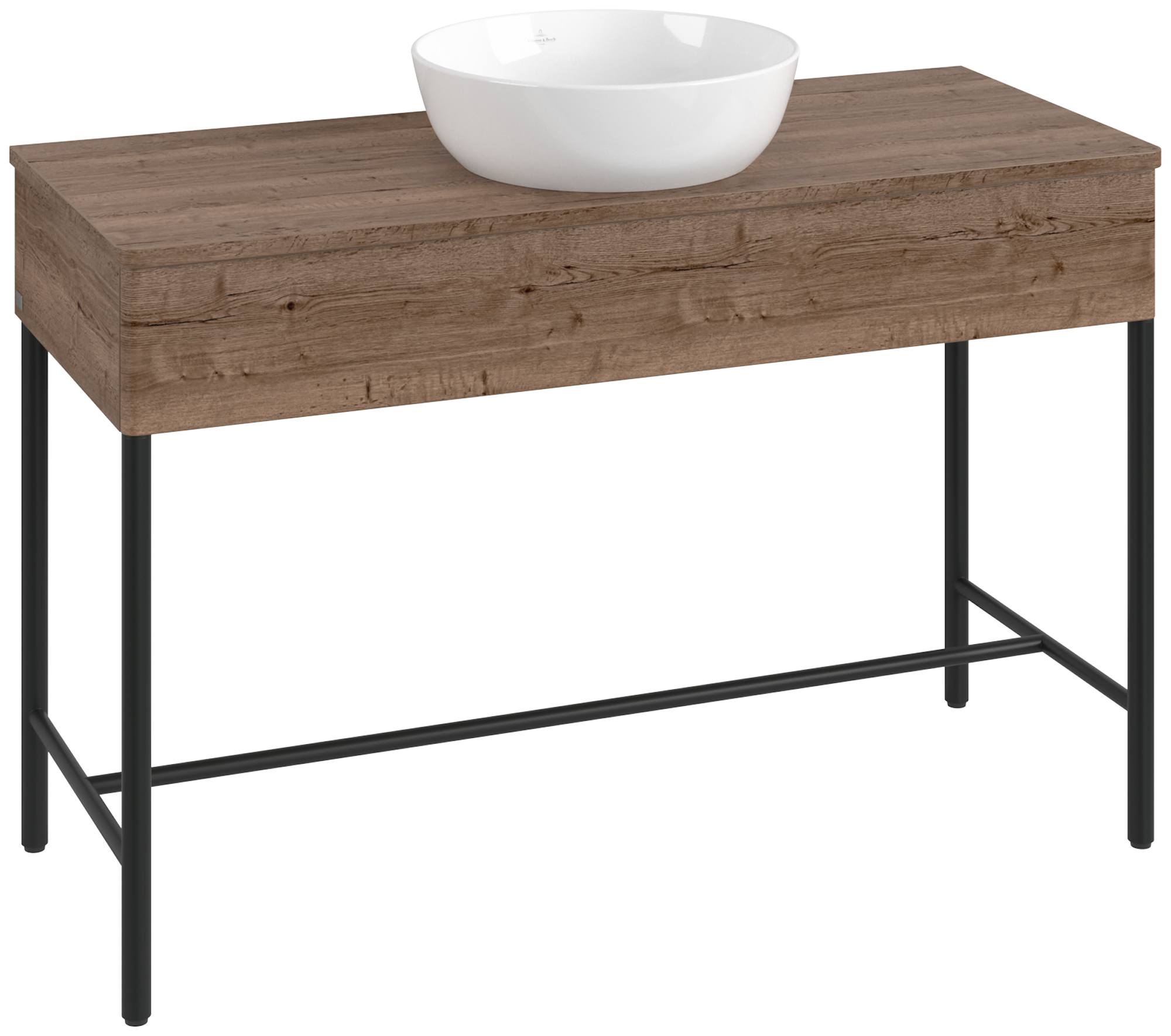 Villeroy & Boch Artis Waschbeckenunterschrank mit Metallgestell, 1 Auszug, Korpus: <p>Tobacco Oak</p>, Front: <p>Tobacco Oak</p>