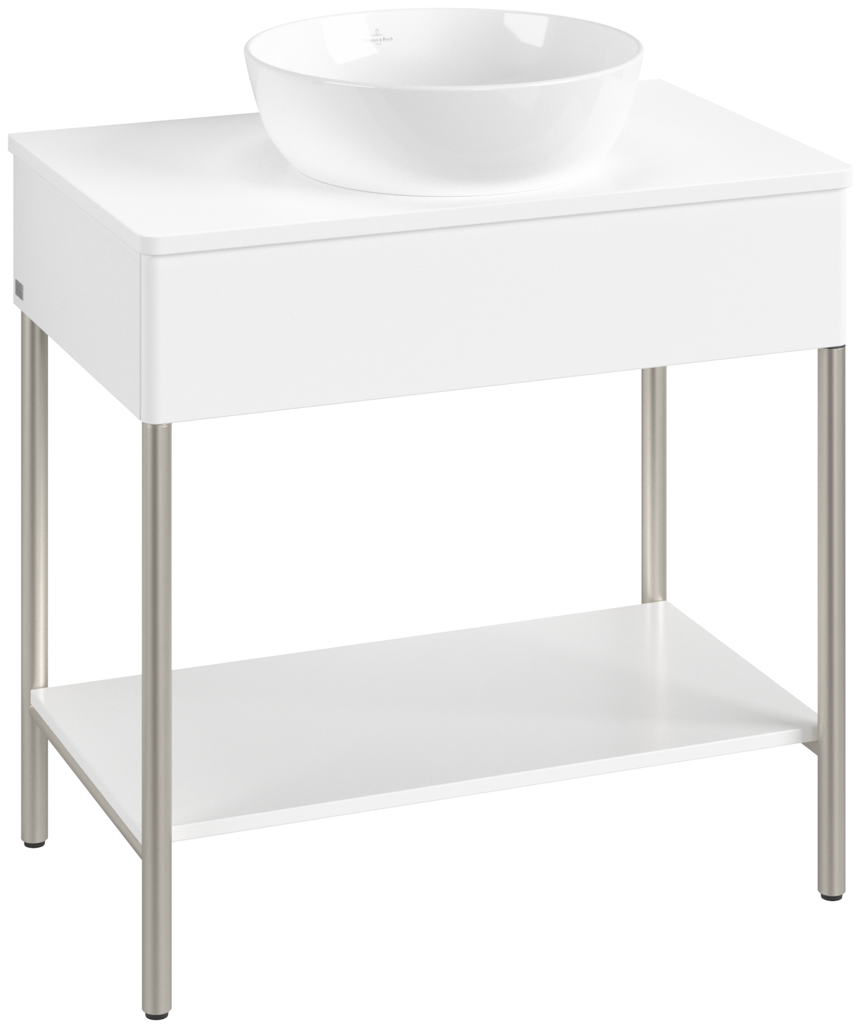 Villeroy & Boch Artis Waschbeckenunterschrank mit Metallgestell, 1 pull-out compartment, Body: White Matt Lacquer, Front: White Matt Lacquer