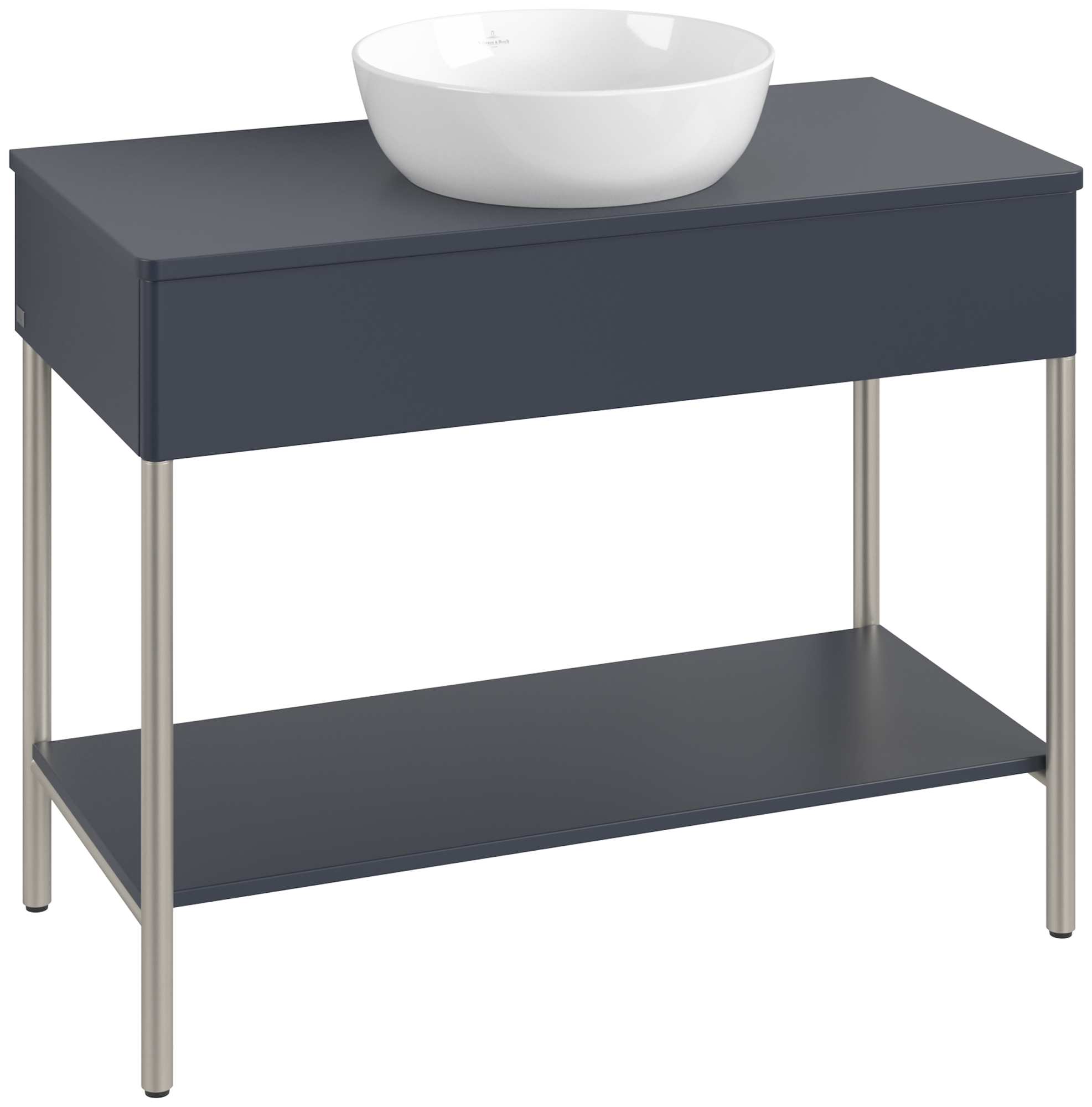 Villeroy & Boch Artis Waschbeckenunterschrank mit Metallgestell, 1 pull-out compartment, Body: Midnight Blue Matt Lacquer, Front: Midnight Blue Matt Lacquer