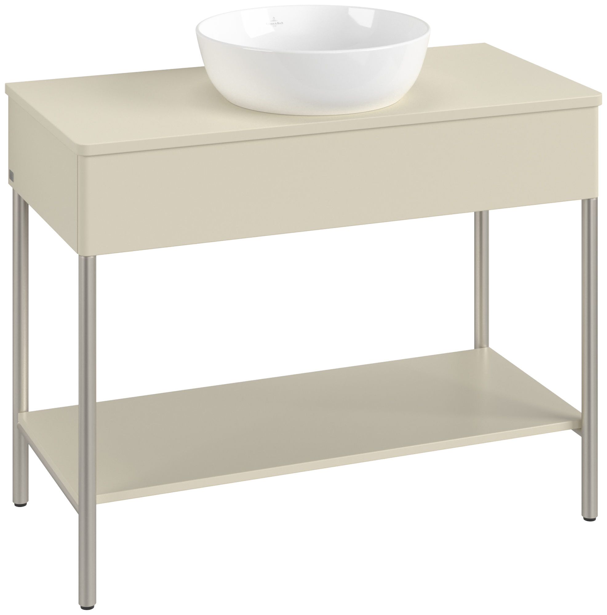 Villeroy & Boch Artis Waschbeckenunterschrank mit Metallgestell, 1 pull-out compartment, Body: Silk Grey Matt Lacquer, Front: Silk Grey Matt Lacquer