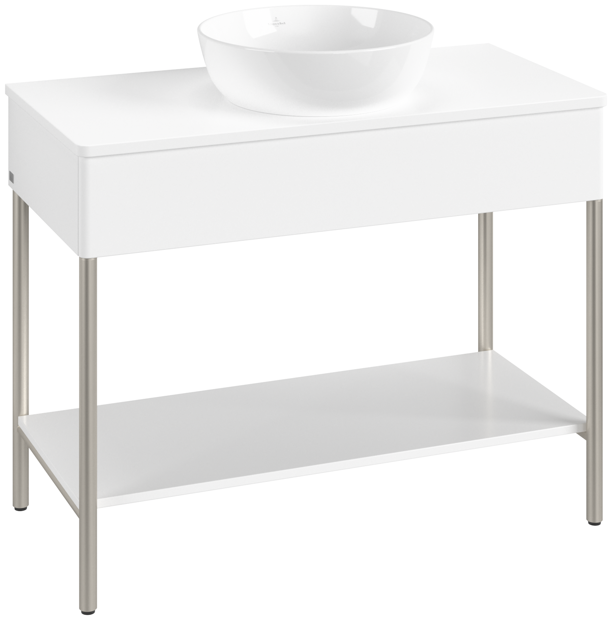 Villeroy & Boch Artis Waschbeckenunterschrank mit Metallgestell, 1 pull-out compartment, Body: White Matt Lacquer, Front: White Matt Lacquer