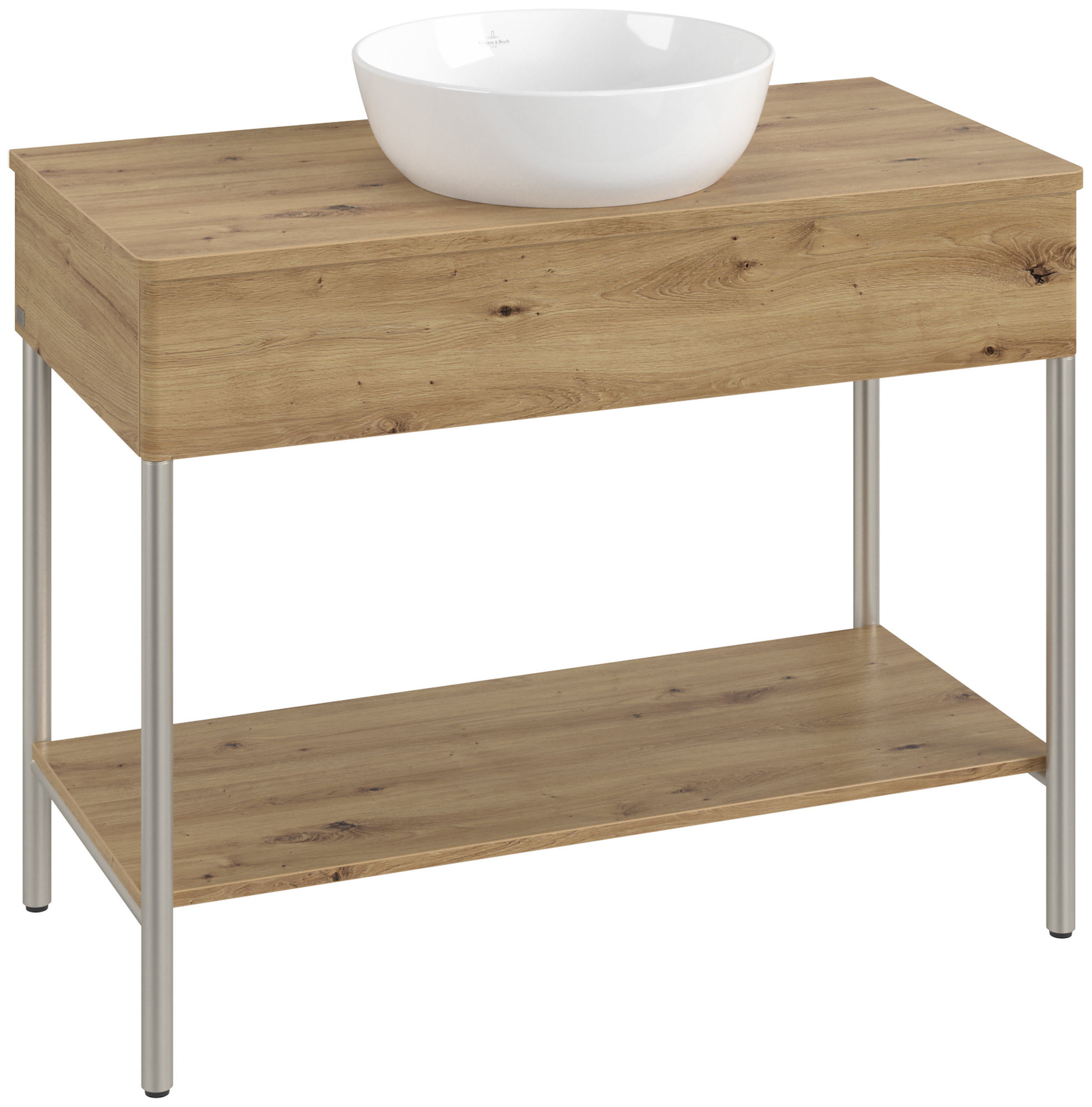 Villeroy & Boch Artis Waschbeckenunterschrank mit Metallgestell, 1 pull-out compartment, Body: Oak Natural Touch, Front: Oak Natural Touch