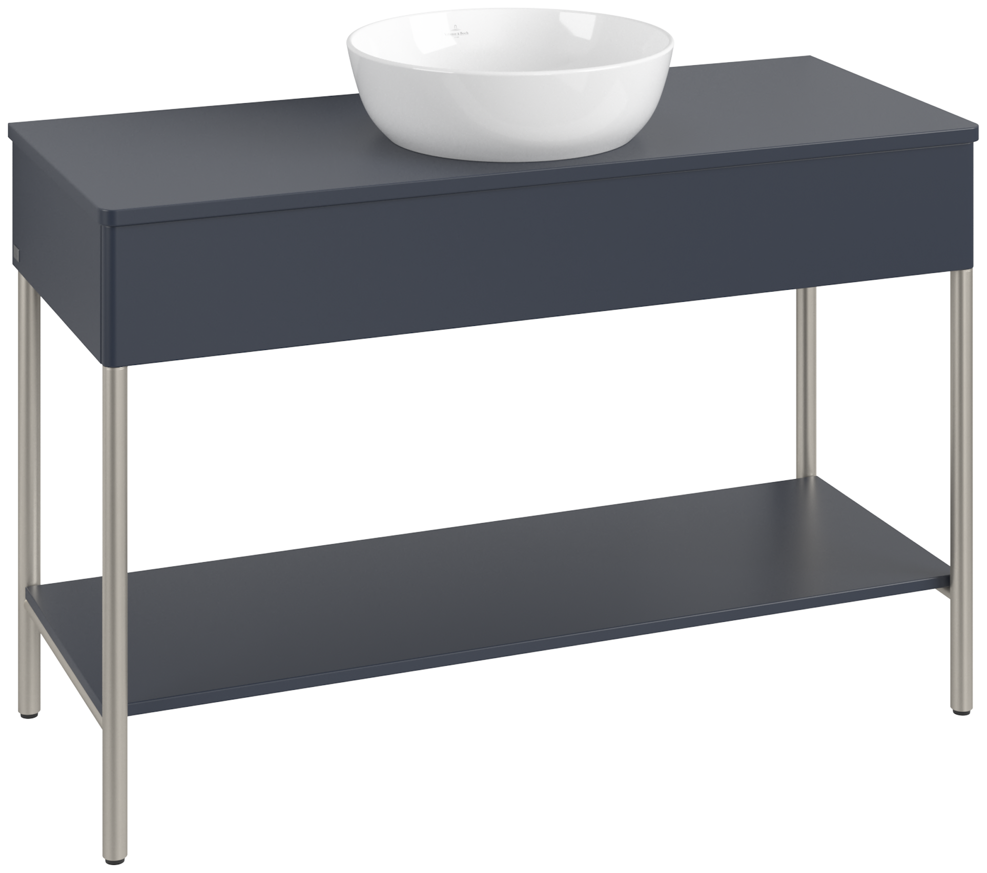 Villeroy & Boch Artis Waschbeckenunterschrank mit Metallgestell, 1 pull-out compartment, Body: Midnight Blue Matt Lacquer, Front: Midnight Blue Matt Lacquer