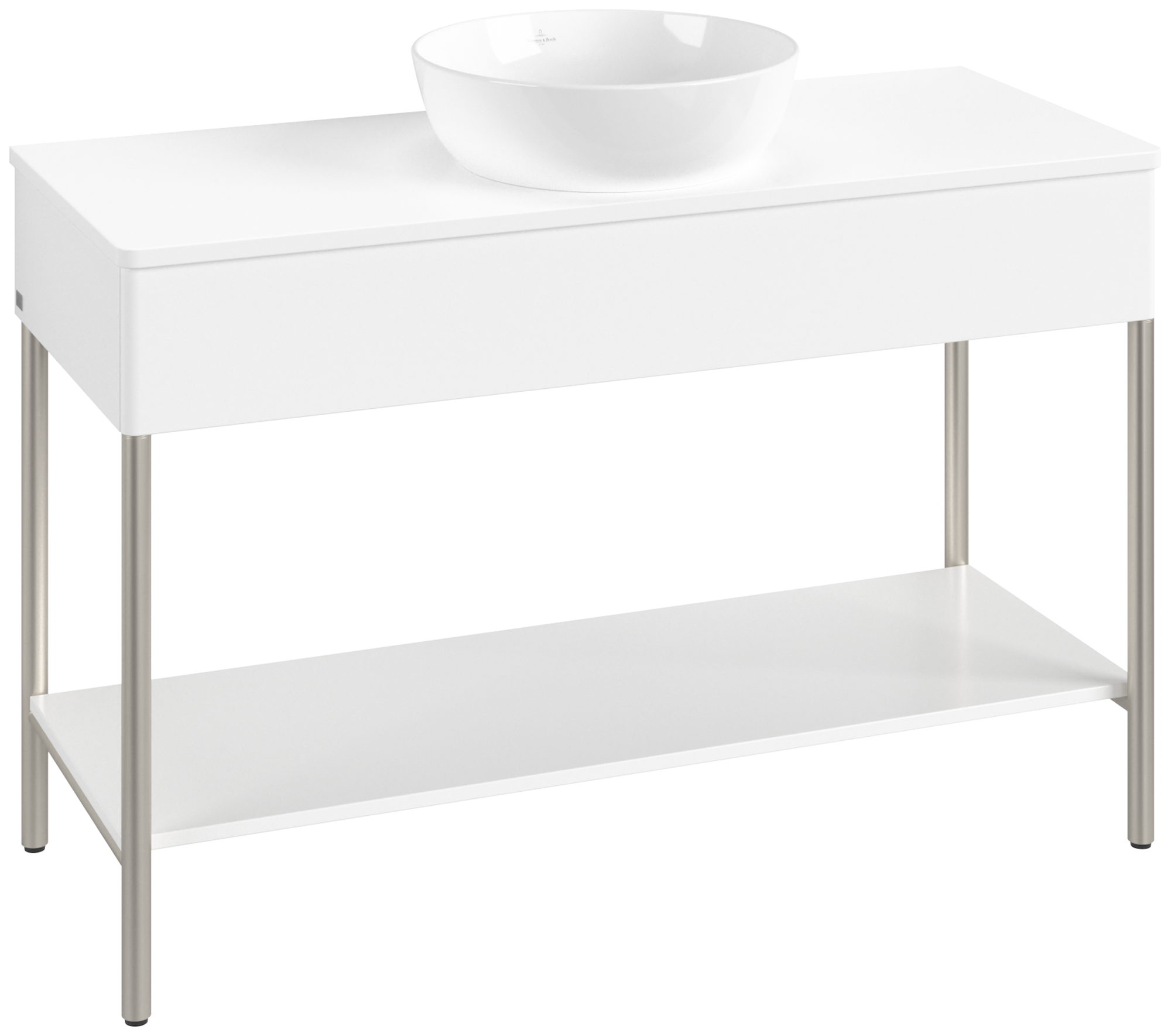 Villeroy & Boch Artis Waschbeckenunterschrank mit Metallgestell, 1 pull-out compartment, Body: White Matt Lacquer, Front: White Matt Lacquer