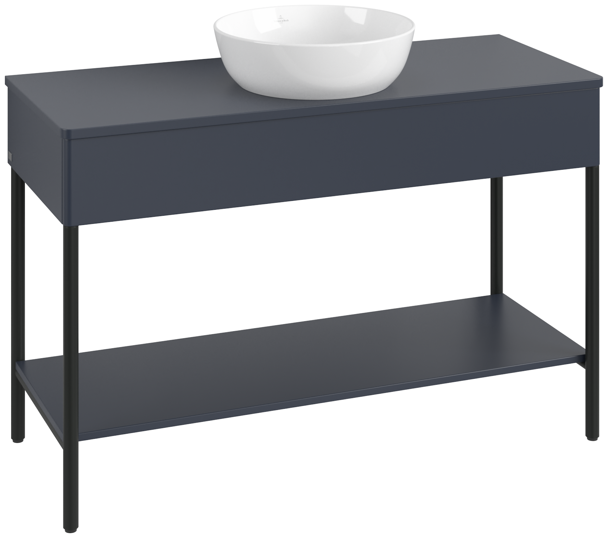 Villeroy & Boch Artis Waschbeckenunterschrank mit Metallgestell, 1 tiroir sur rails, Caisson: Midnight Blue Matt Lacquer, Façade: Midnight Blue Matt Lacquer