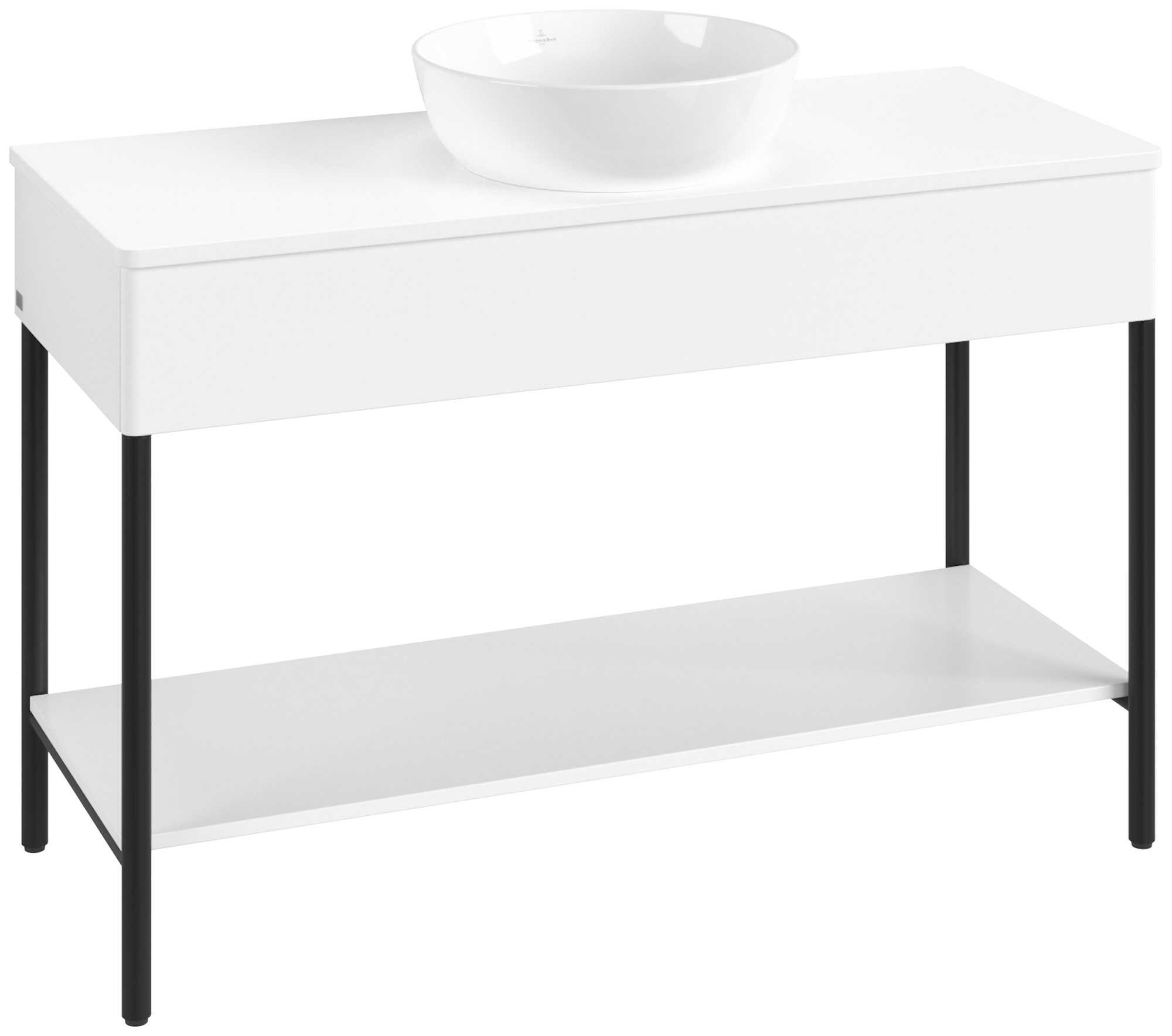 Villeroy & Boch Artis Waschbeckenunterschrank mit Metallgestell, 1 tiroir sur rails, Caisson: White Matt Lacquer, Façade: White Matt Lacquer