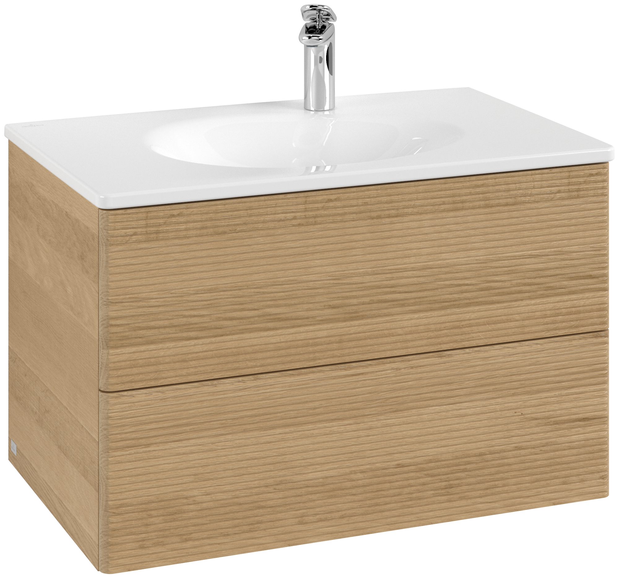 Villeroy & Boch Antao Waschbeckenunterschrank, mit Beleuchtung, 2 Auszüge, 788x504x496mm, Front mit Struktur, Korpus: Honey Oak, Front: Honey Oak