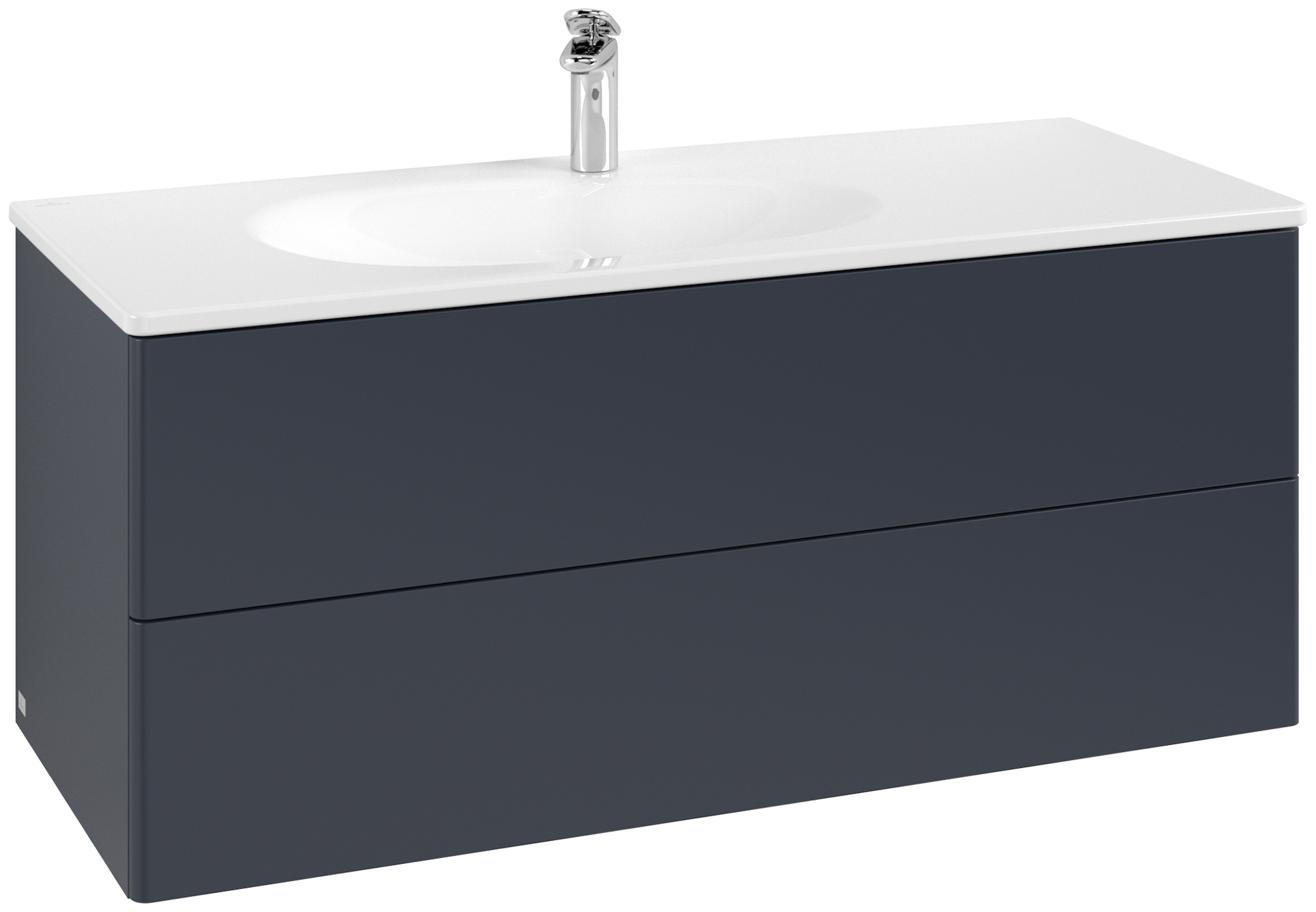 Villeroy & Boch Antao Meuble sous plan, avec éclairage, 2 tiroirs sur rails, 1188x504x493mm, Façade sans structure, Caisson: Midnight Blue Matt Lacquer, Façade: Midnight Blue Matt Lacquer
