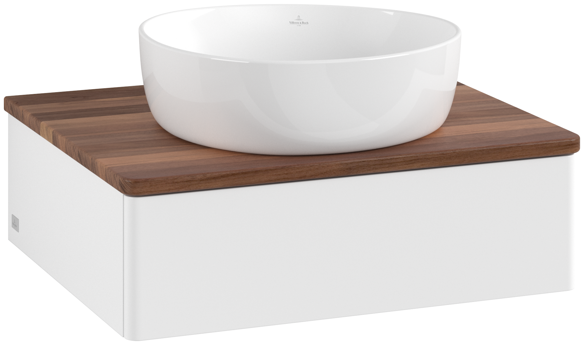 Villeroy & Boch Antao Vanity unit, with lighting, 1 pull-out compartment, 600x190x500mm, Front without structure, Body: White Matt Lacquer, Front: White Matt Lacquer, Cover plate: Warm Walnut